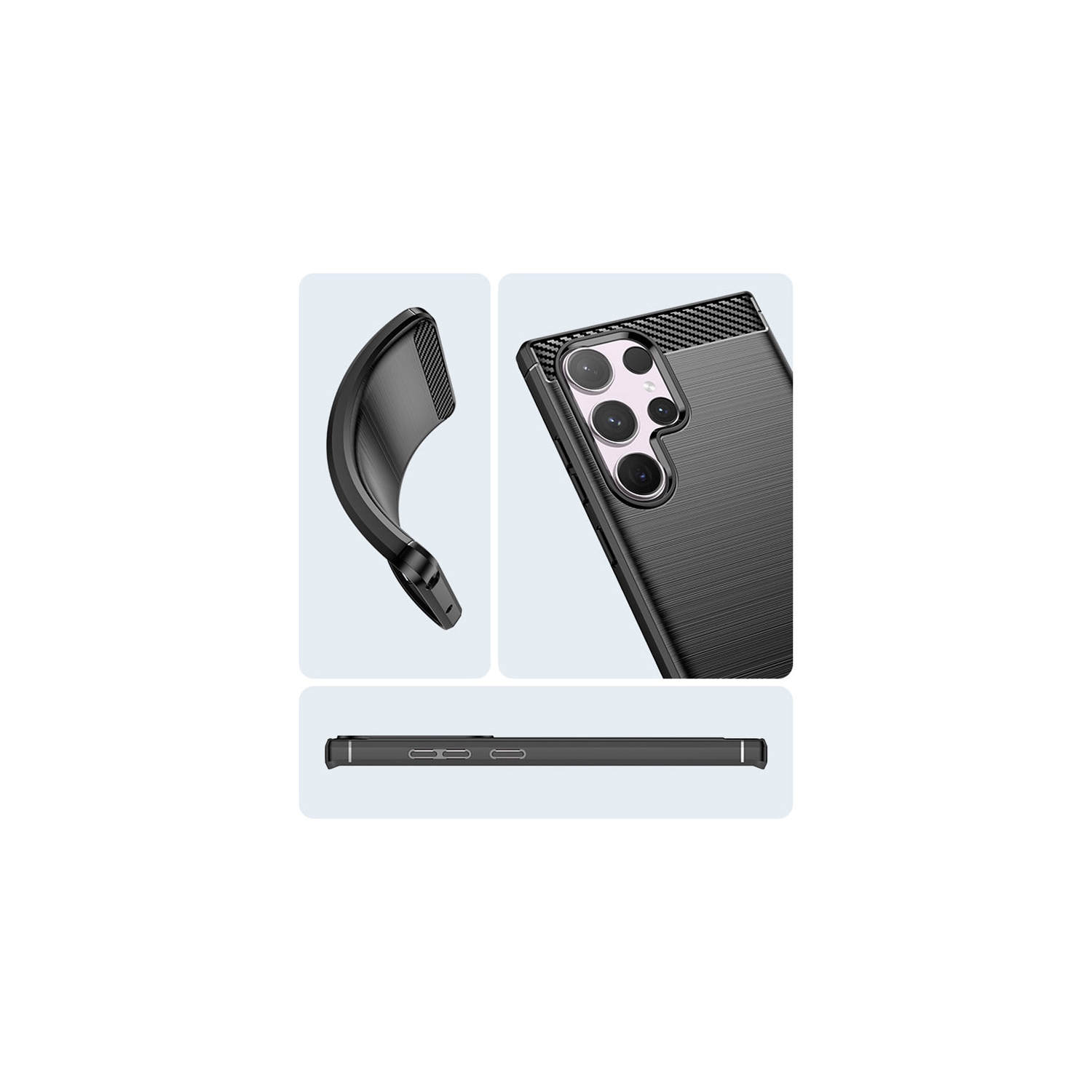 Étui en métal brossé noir de PANDACO pour Galaxy S24 Ultra de Samsung