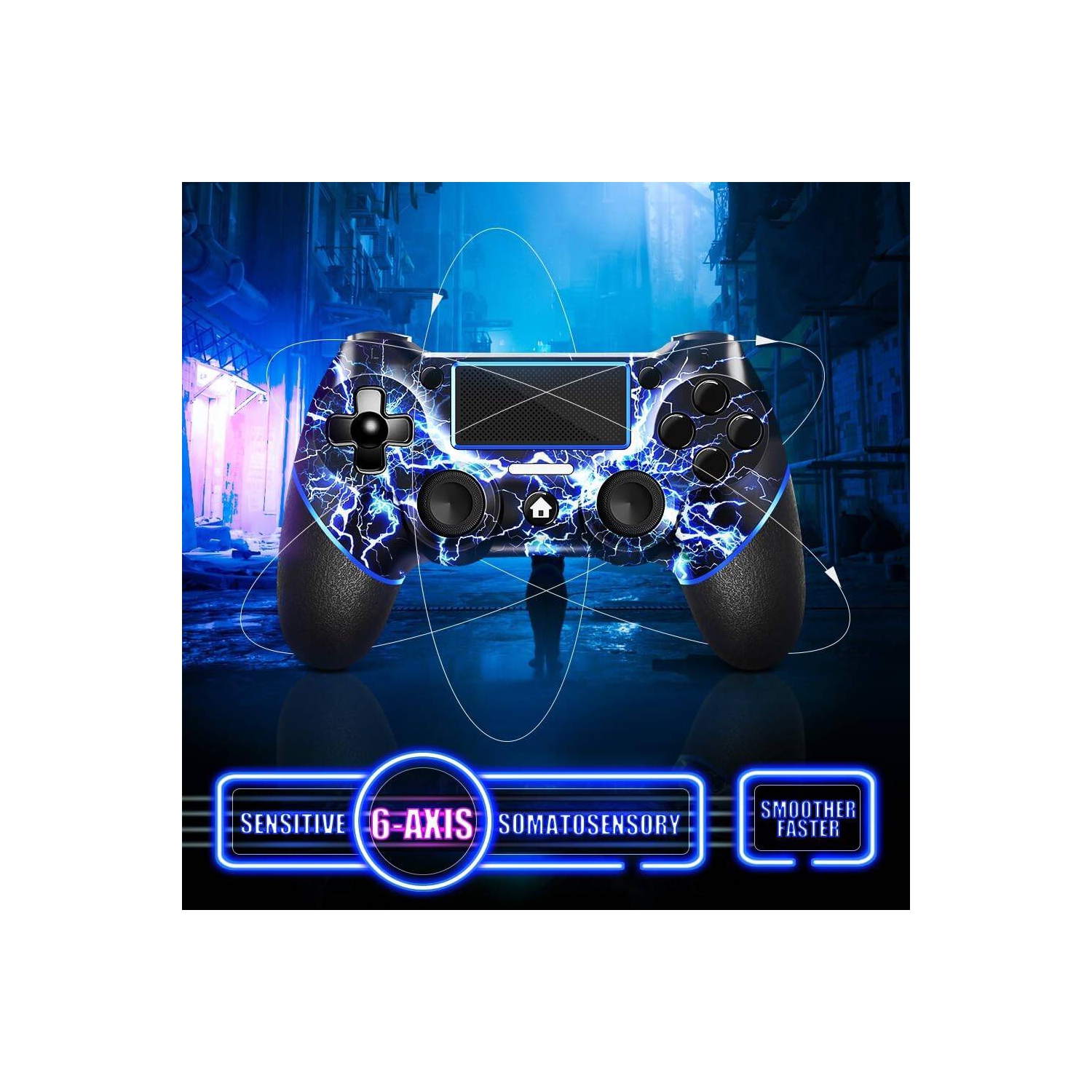 Manette sans fil pour PS4, manette de jeu V2 pour PS4 avec prise antidérapante des deux côtés et prise audio 3,5&nbsp;mm, Lightning