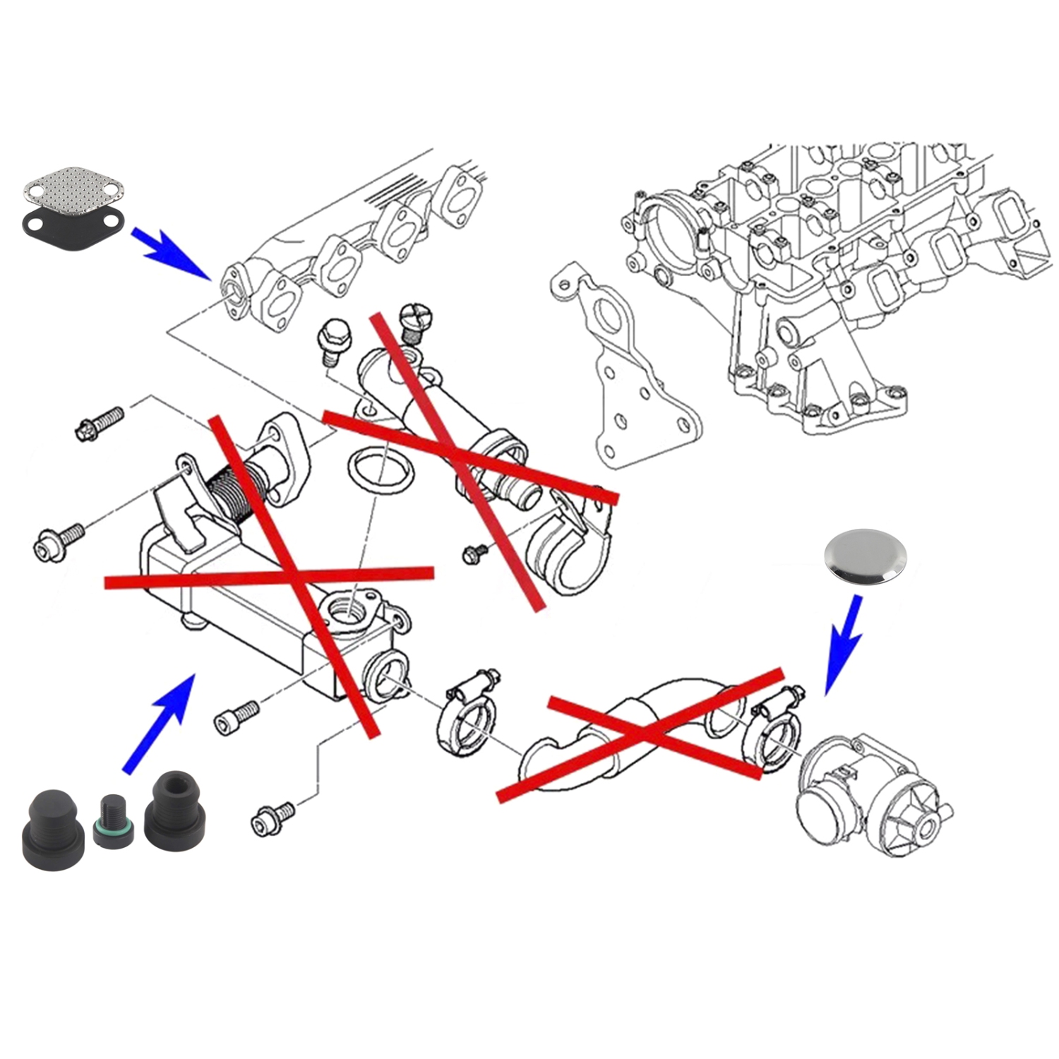 EGR Valve Cooler Repair Replace kit for BMW M47N2 M57N2 E46 E90 E60 E61 E83