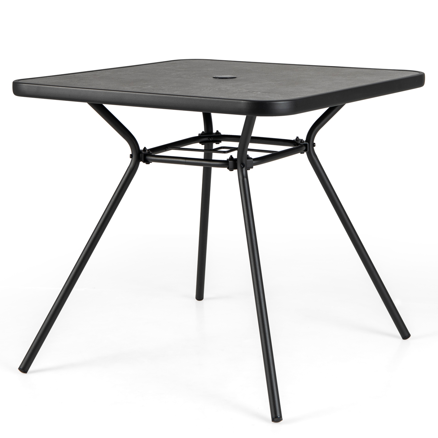 Gymax 32'' Patio Dining Table w/ 1.6'' Umbrella Hole & Lid DPC Tabletop for Backyard