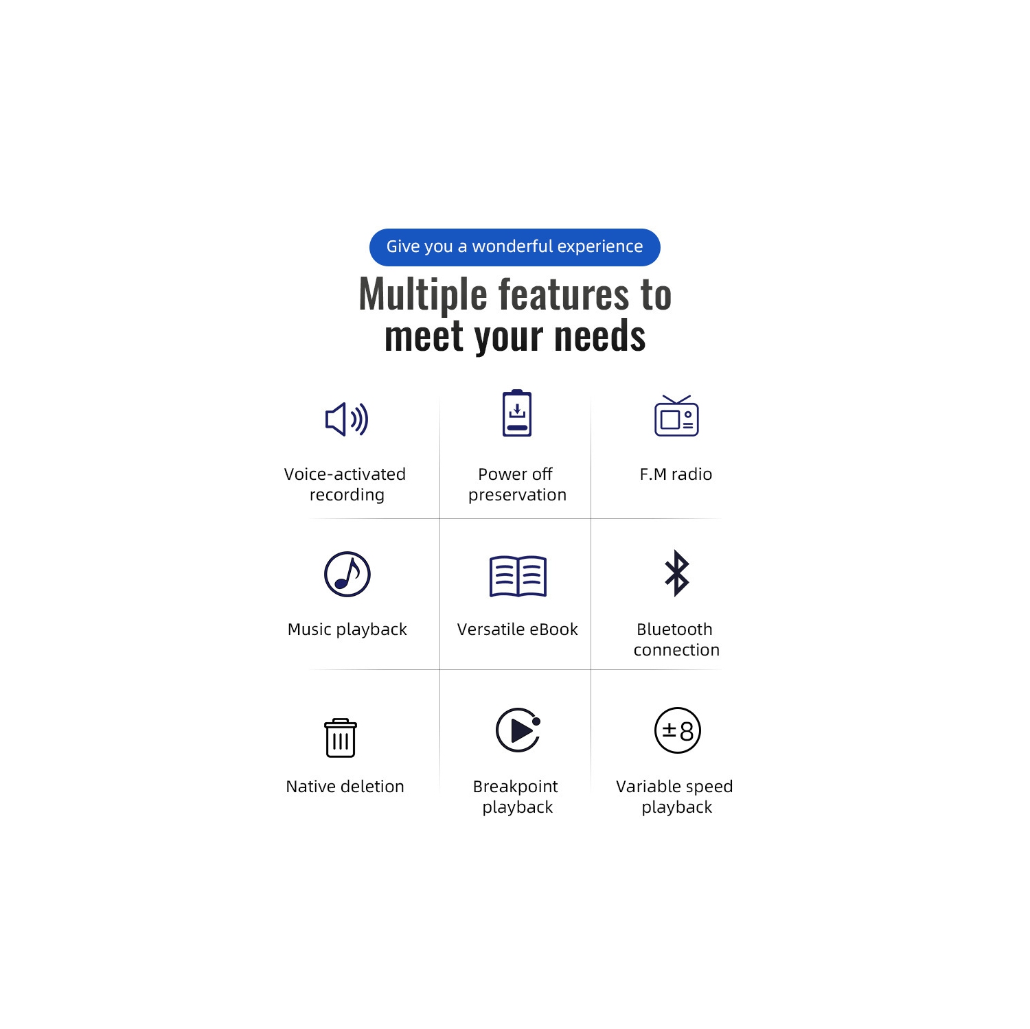 Lecteur MP3/MP4 Bluetooth – Écran couleur de 1,2 po, enregistreur vocal, longue autonomie, lecteur de musique, radio FM, Prise en charge audio