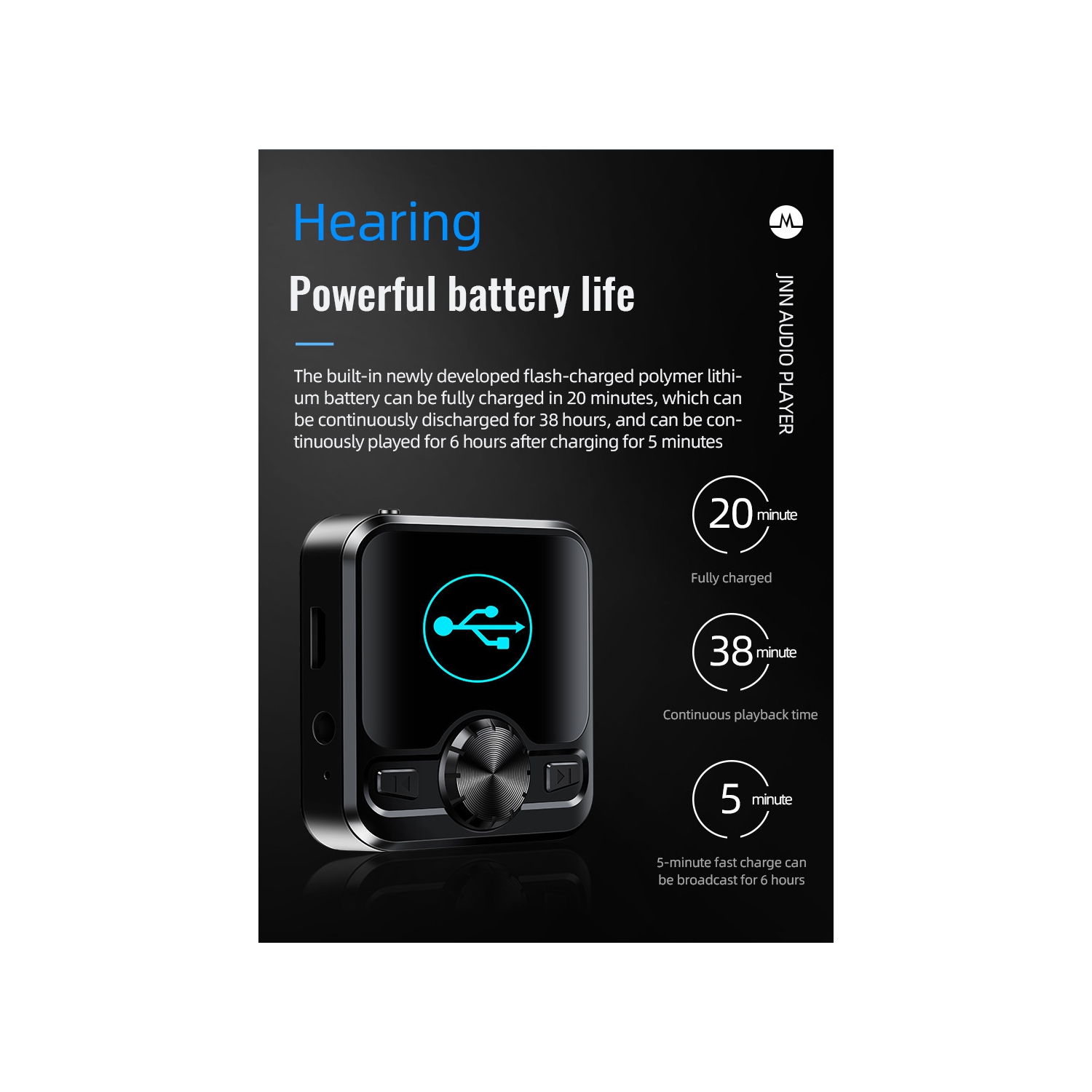 Lecteur MP3/MP4 Bluetooth – Écran couleur de 1,2 po, enregistreur vocal, longue autonomie, lecteur de musique, radio FM, Prise en charge audio