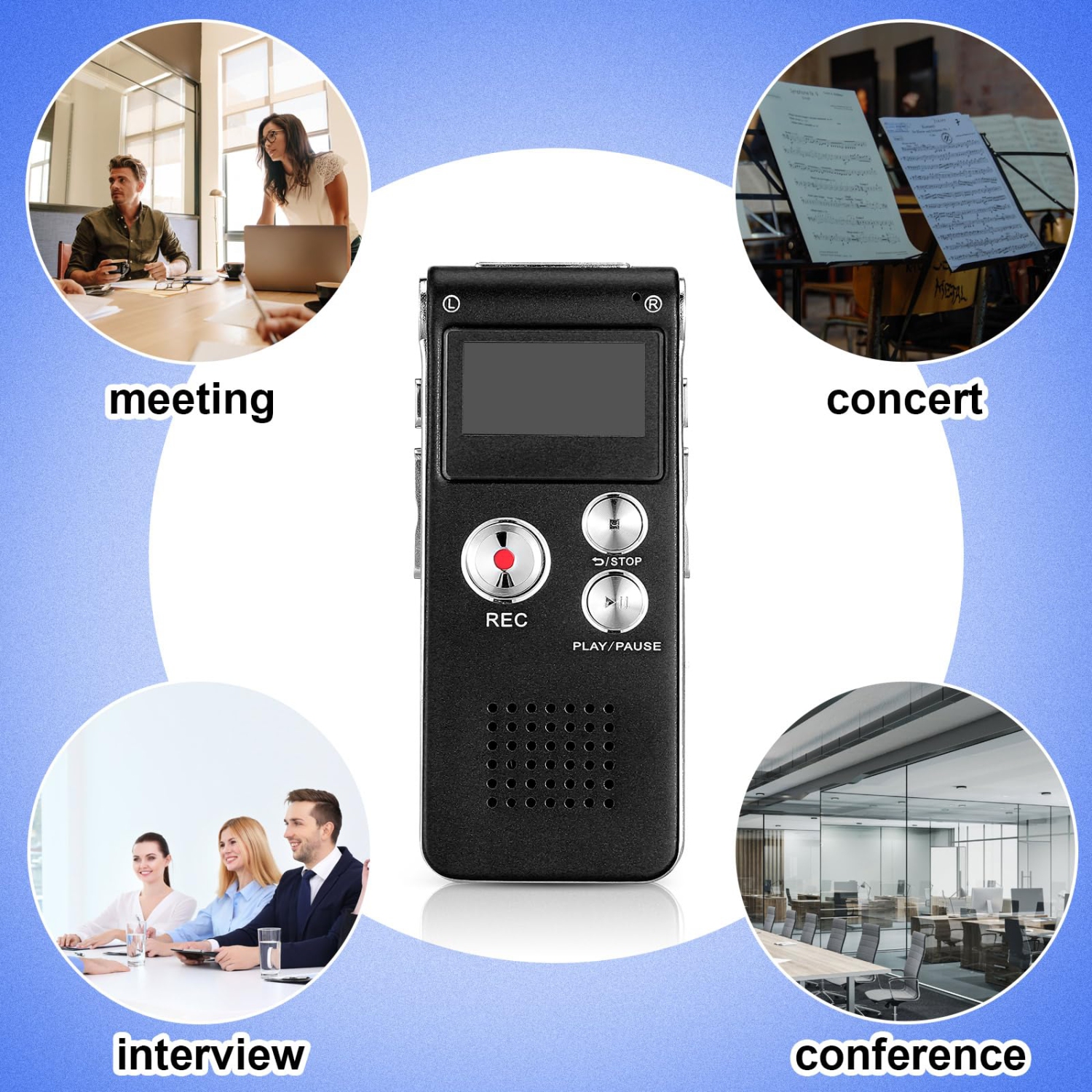 Enregistreur numérique portatif activé par la voix : lecteur MP3, lecteur audio numérique, chargeur USB, longue autonomie, léger et portatif