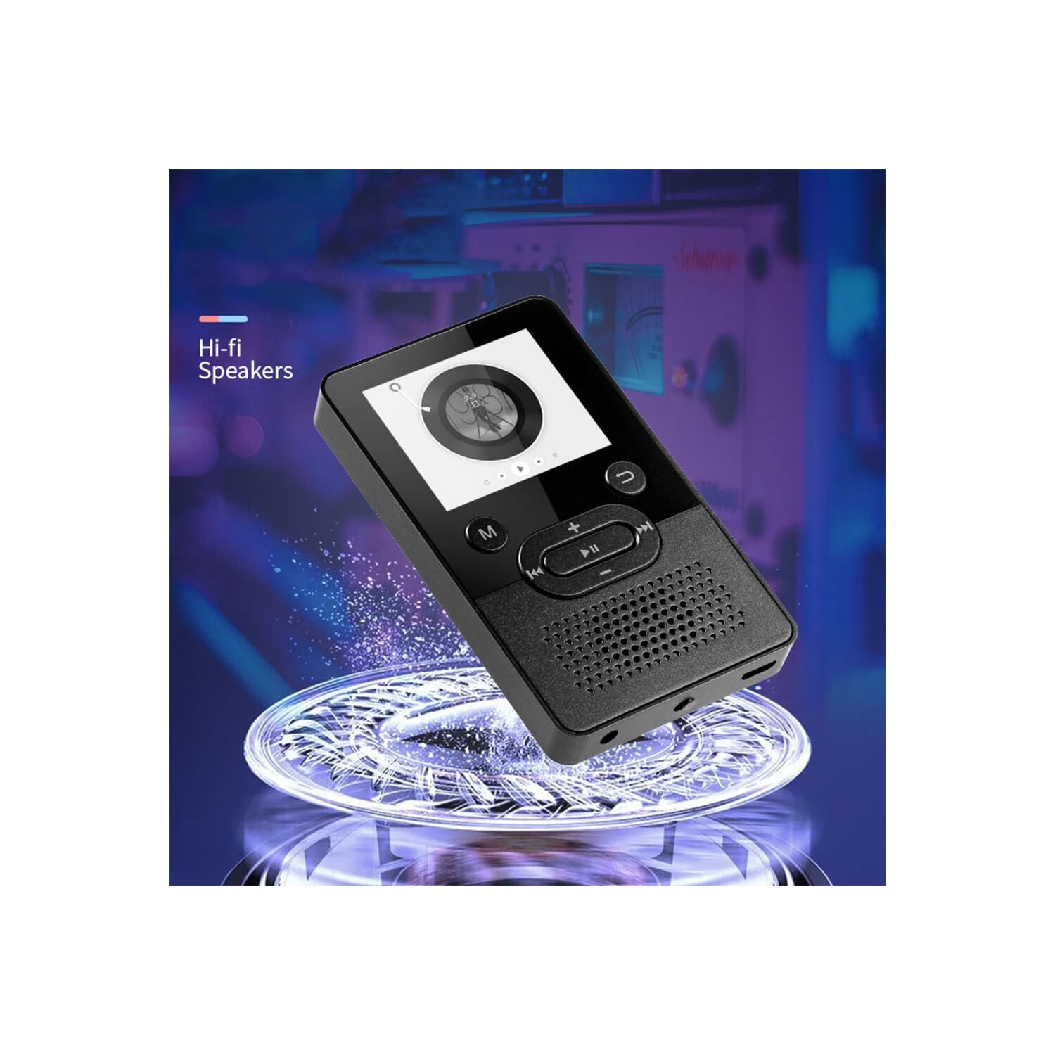 Lecteur MP3/MP4 Bluetooth noir, écran de 1,8&nbsp;po, batterie 250&nbsp;mAh, batterie longue durée, léger et portatif - prend en charge plusieurs