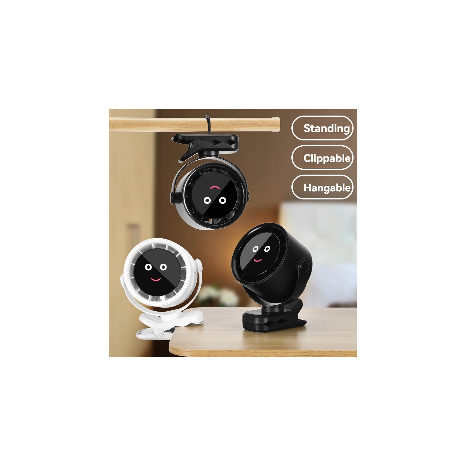 4000&nbsp;mAh – Ventilateur rechargeable à pince avec moteur sans balais, 5 réglages de vitesse, rotation à 720°, 36&nbsp;dB ultra-silencieux –