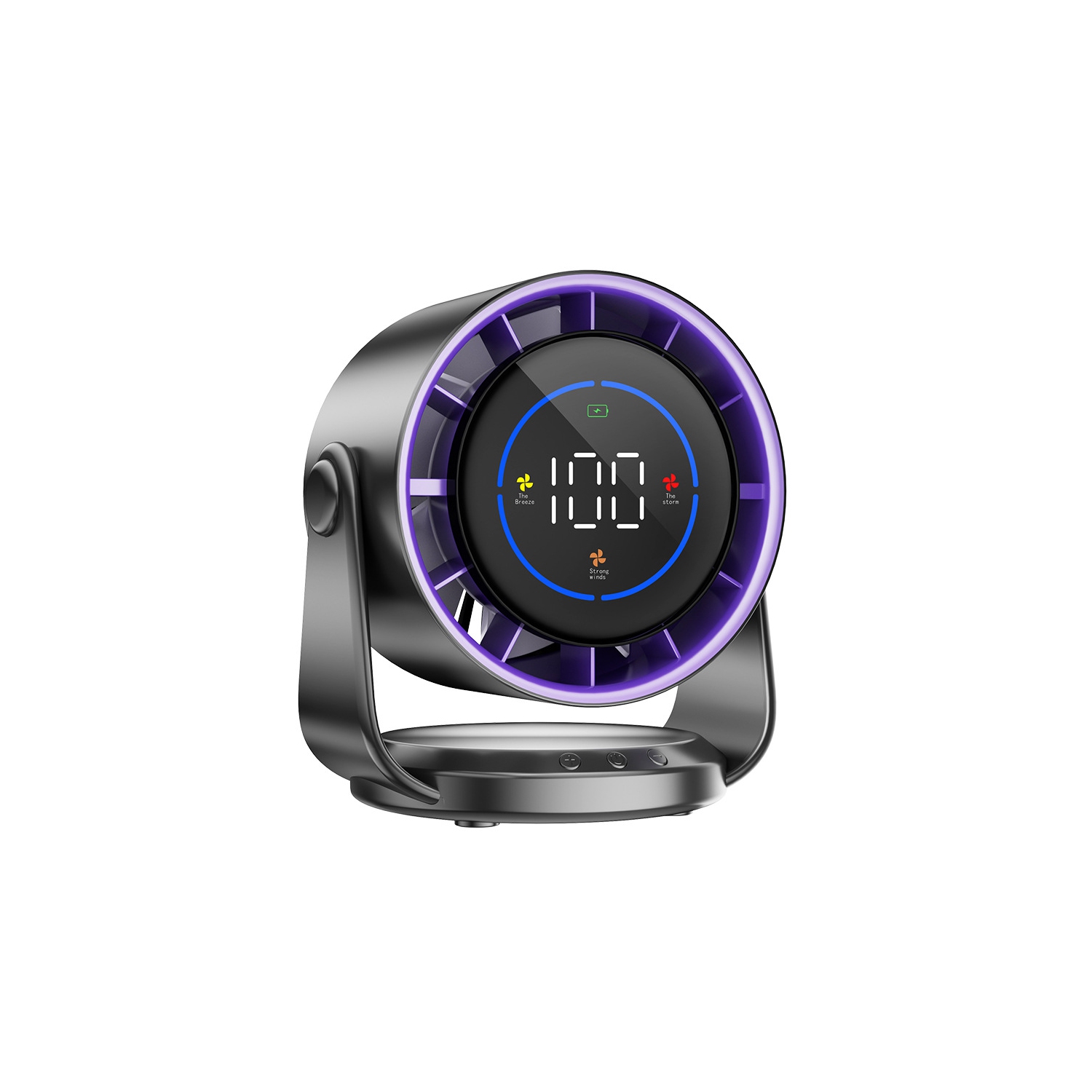 4000mAh Rechargeable Silent Turbine Desk Fan, 1-100 Speed Adjustment, LED Display, USB Charging, Digital Display for Home Office Wall Mount - Compact