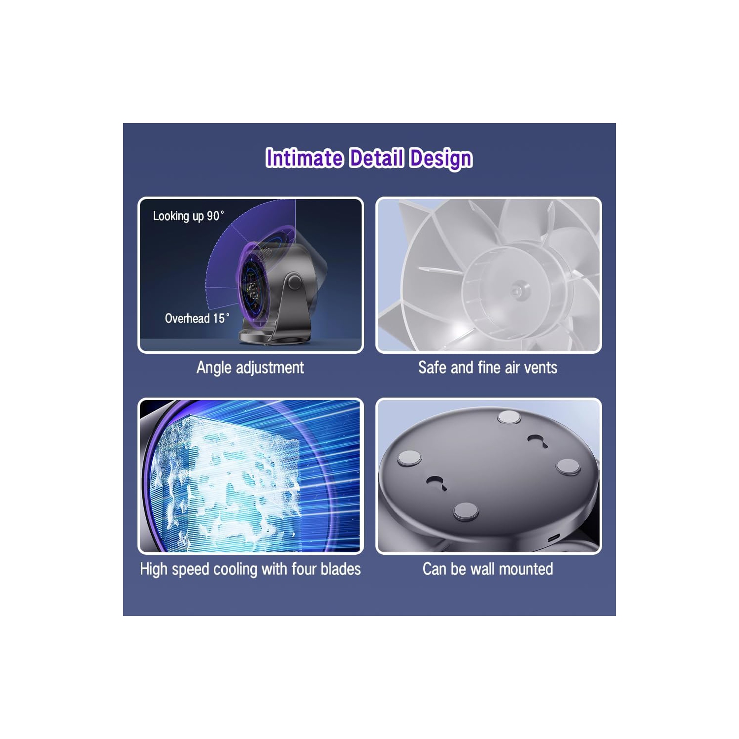 4000mAh Rechargeable Silent Turbine Desk Fan, 1-100 Speed Adjustment, LED Display, USB Charging, Digital Display for Home Office Wall Mount - Compact