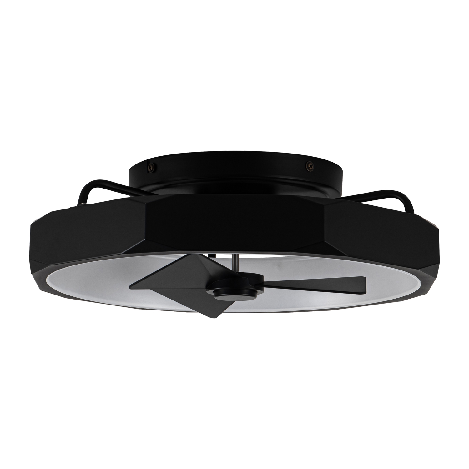 Parrot Uncle 19" Black Modern Low Profile Semi-Flush Mount Ceiling Fan with Light and Remote Control