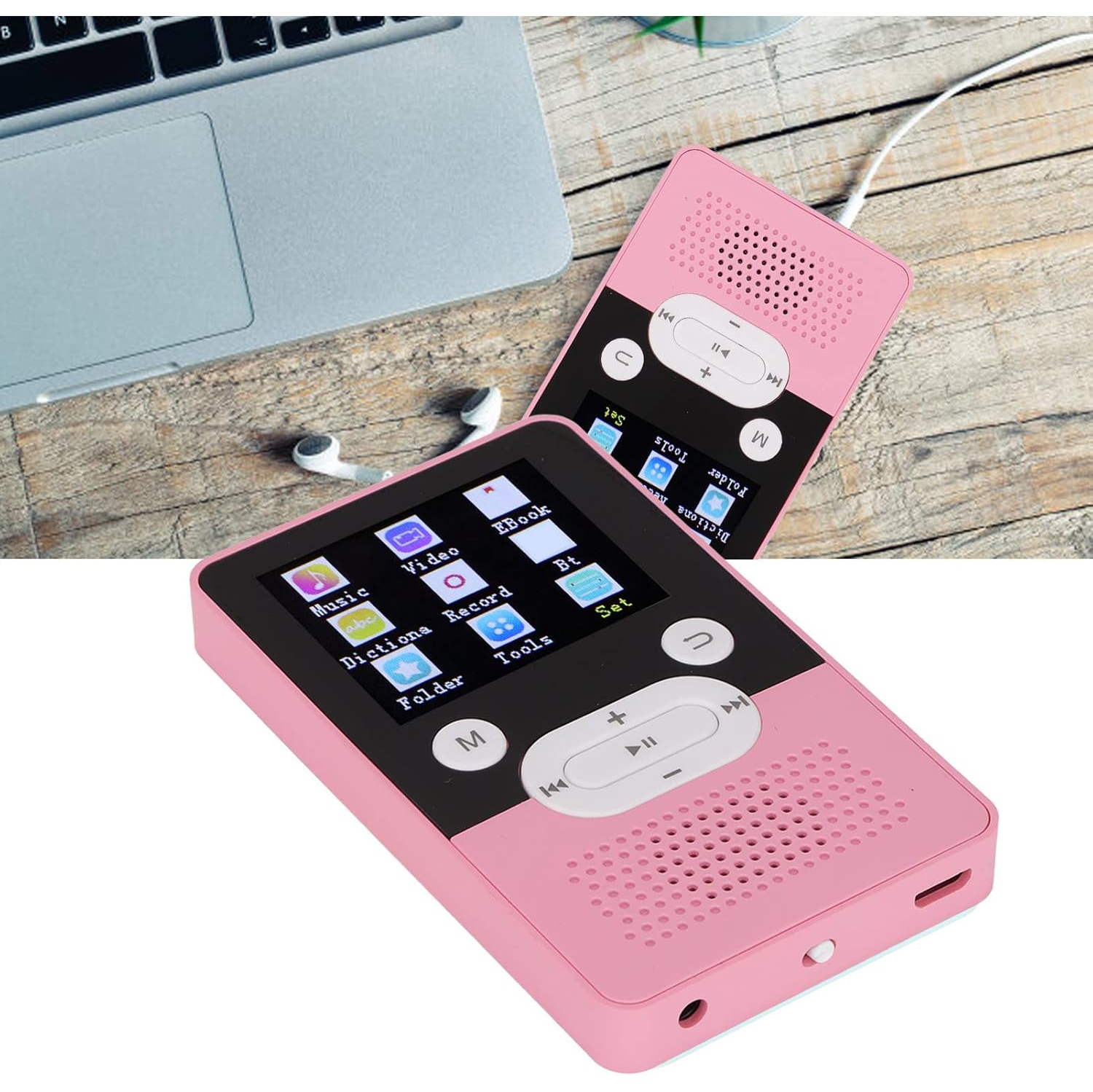 Lecteur MP3/MP4 Bluetooth à 7 boutons, écran de 1,8 po, batterie 250 mAh, batterie longue durée, léger et portatif - prend en charge