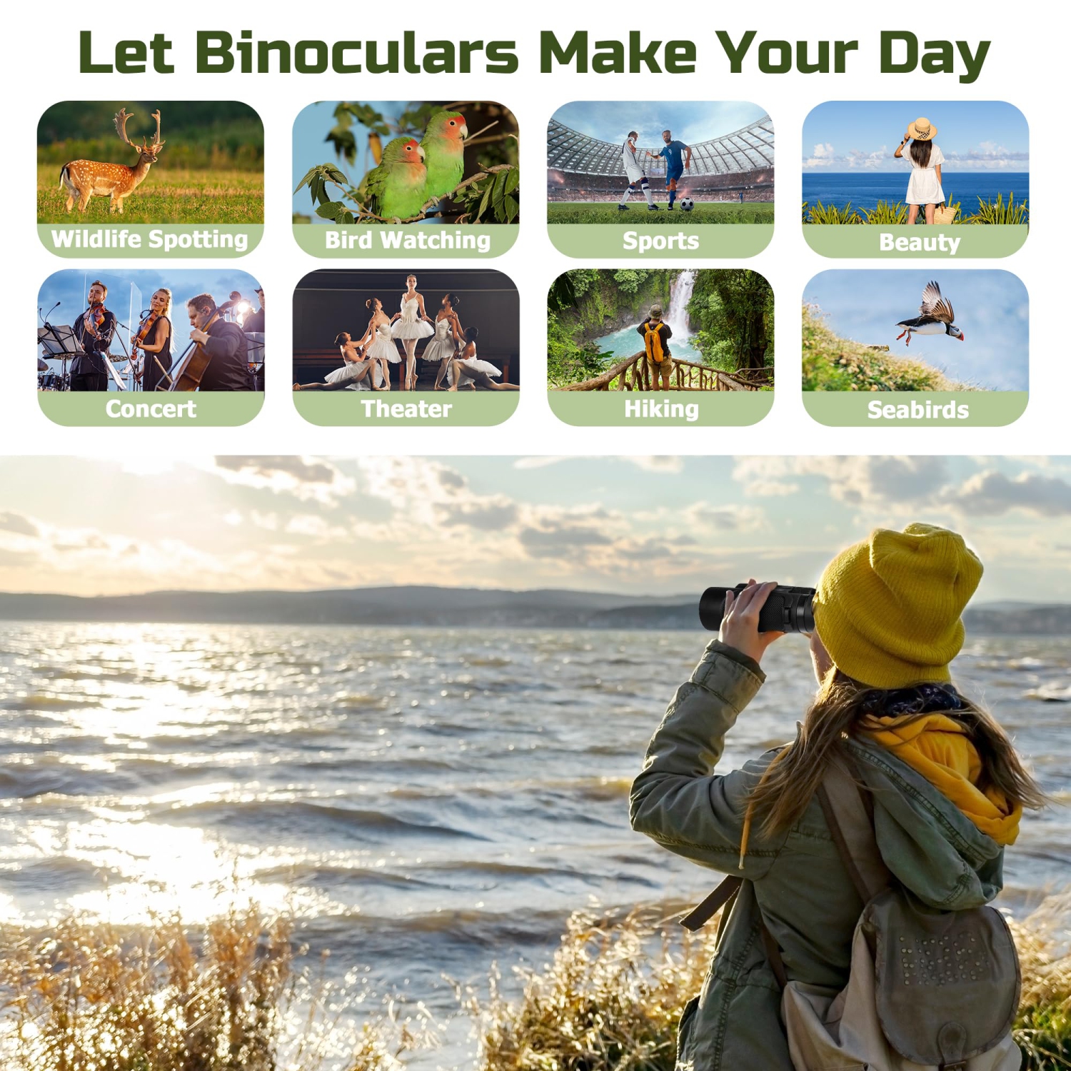 Jumelles haute puissance 25X60 pour adultes étanches Big Eyepiece antibuée de 60&nbsp;mm avec lentille BAK4 Prism FMC pour sortie