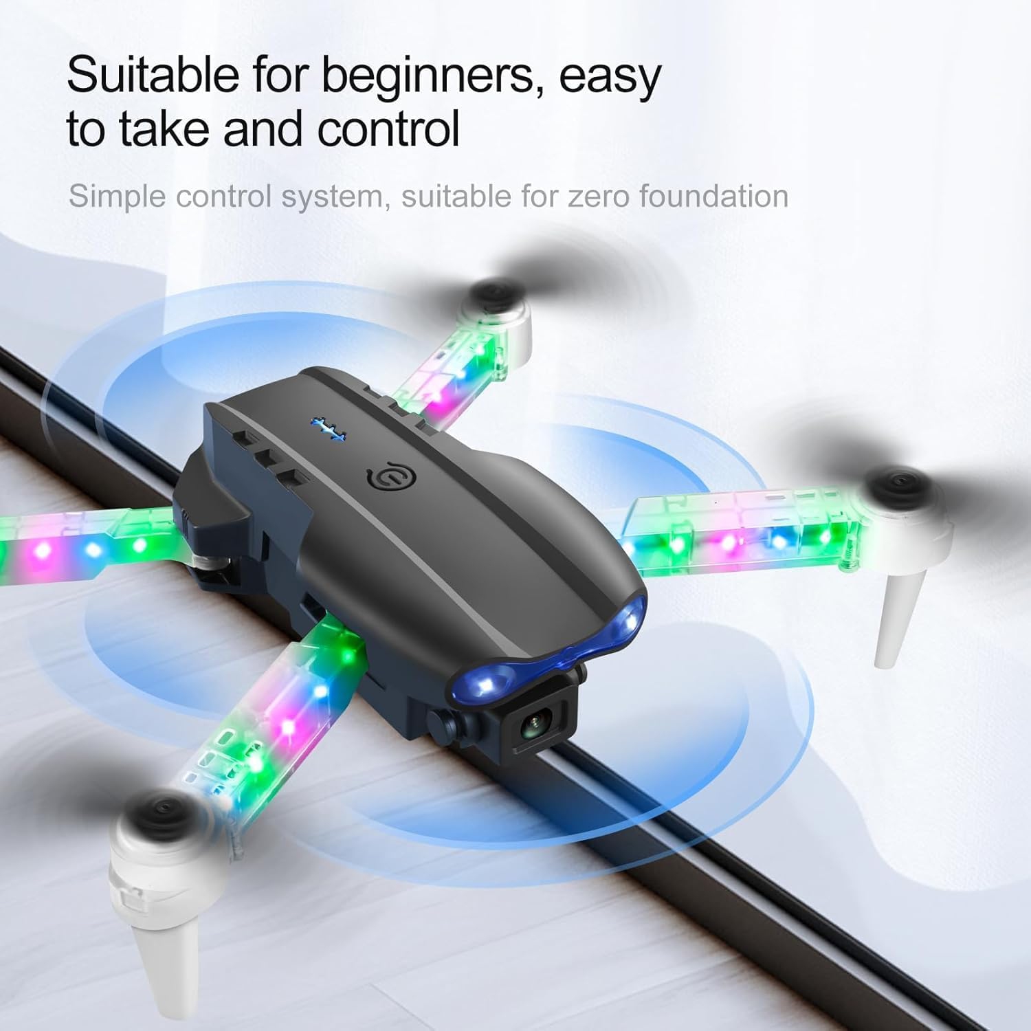 Drone OBEST avec caméra et lumières géniales, quadricoptère pliable à moteur sans balai 1080P, démarrage/atterrissage à une touche, 3D Flips, 2