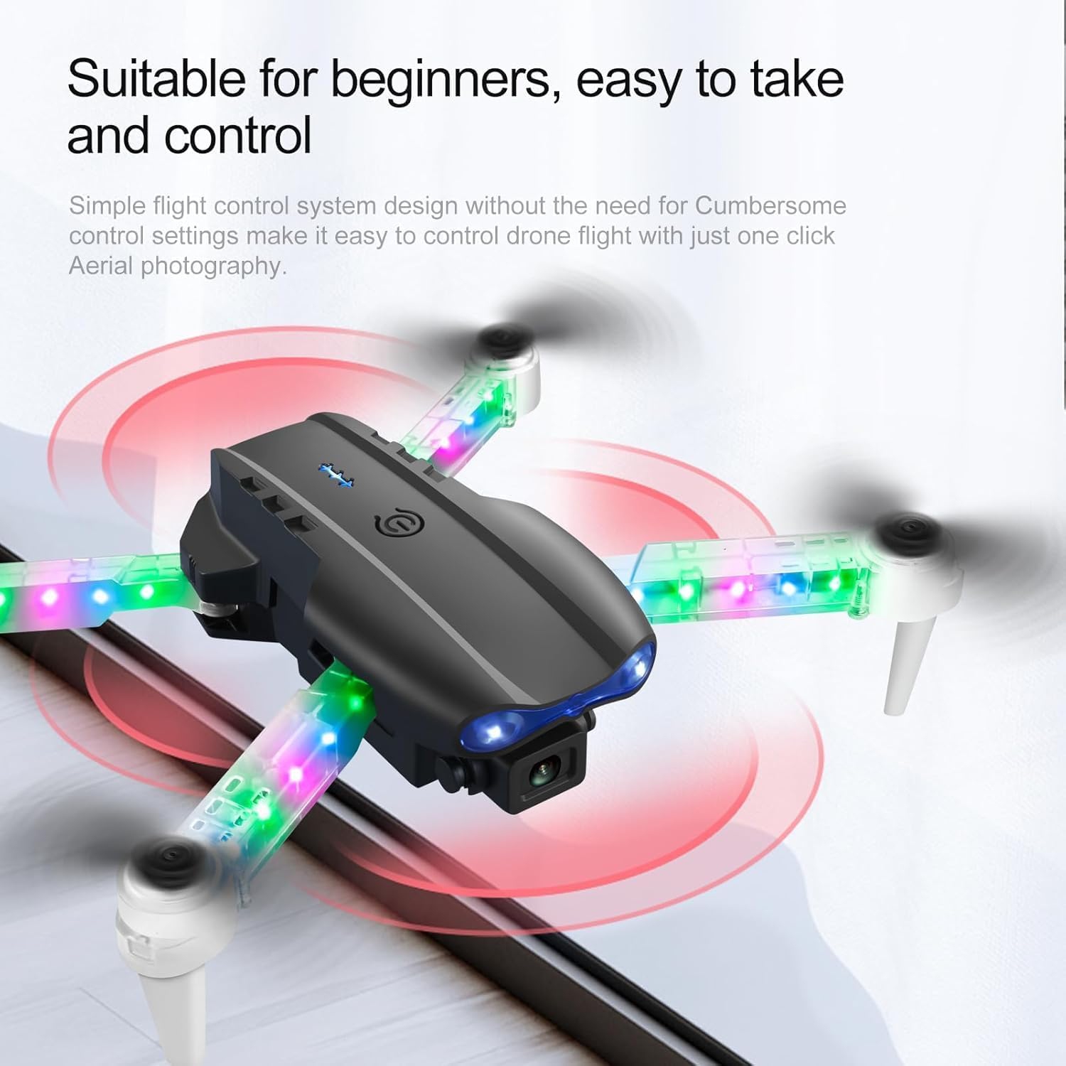 Drone OBEST avec caméra et lumières géniales, quadricoptère pliable à moteur sans balai 1080P, démarrage/atterrissage à une touche, 3D Flips, 2
