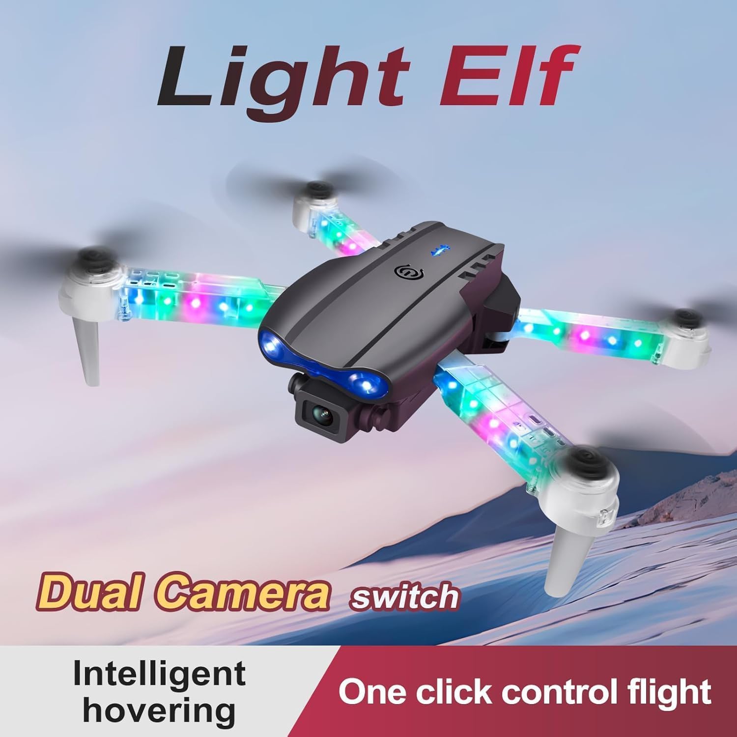 Drone OBEST avec caméra et lumières géniales, quadricoptère pliable à moteur sans balai 1080P, démarrage/atterrissage à une touche, 3D Flips, 2