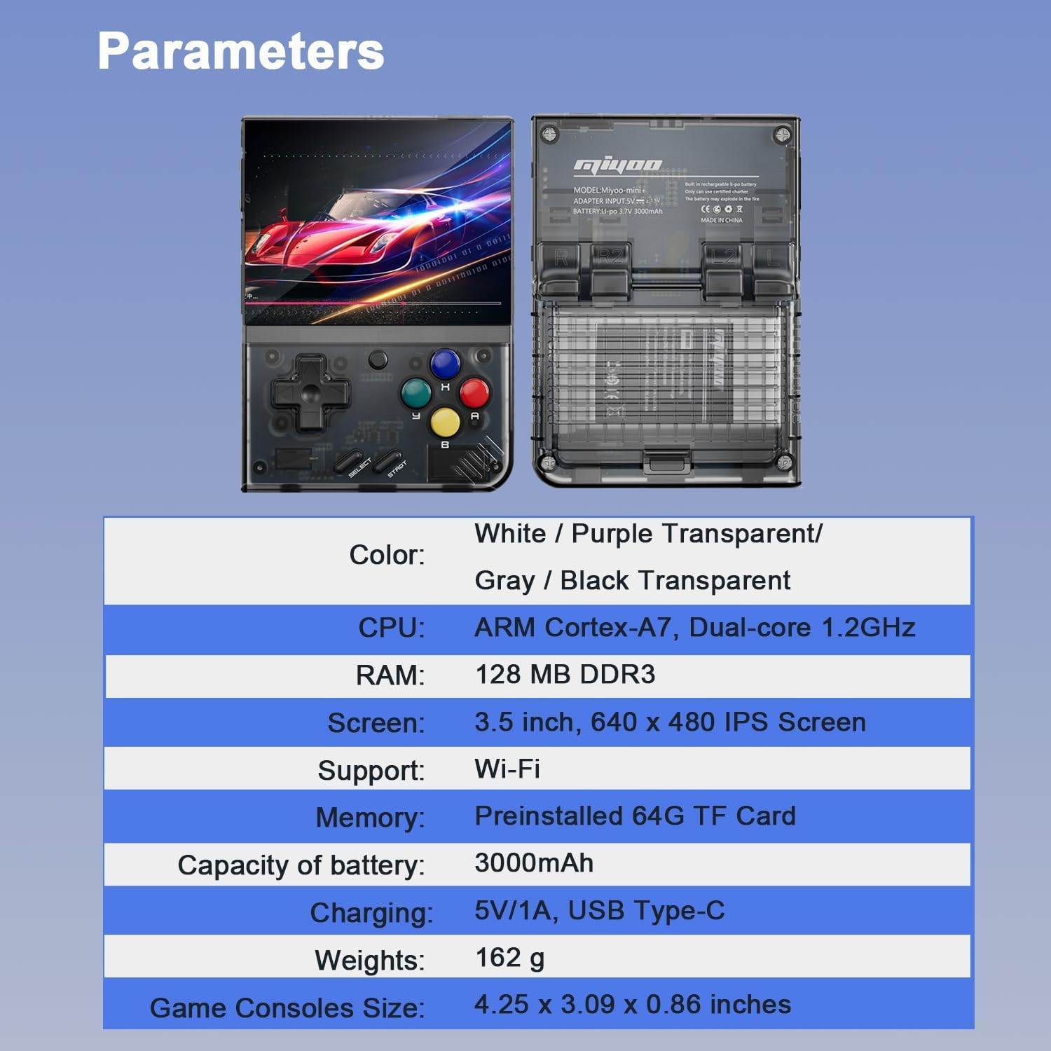 Miyoo Mini Plus Handheld Game Console with Dedicated Storage Case 3.5 Inch Portable Retro Video Games Consoles Built-in