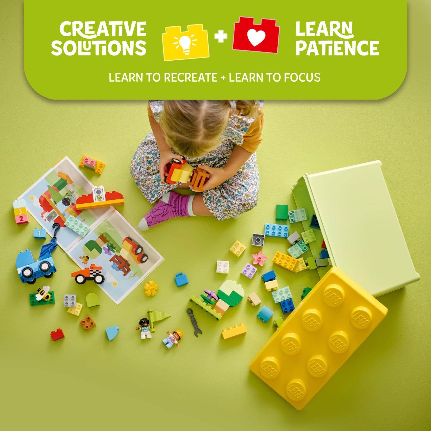 LEGO DUPLO Classic Cars and Trucks Brick Box Playset, Educational STEM Toy, Preschool Toy Building Set for Toddlers Aged