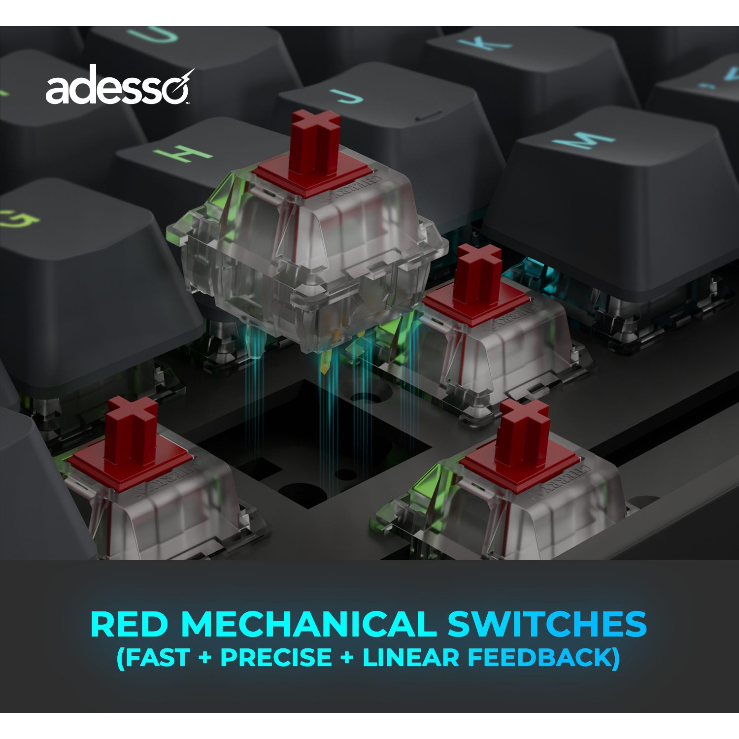 Adesso EasyTouch 1000 RGB Mechanical Keyboard – Wireless/Wired/Bluetooth, QMK/VIA, Hot-Swap Red Switches, USB-C, 84-Key