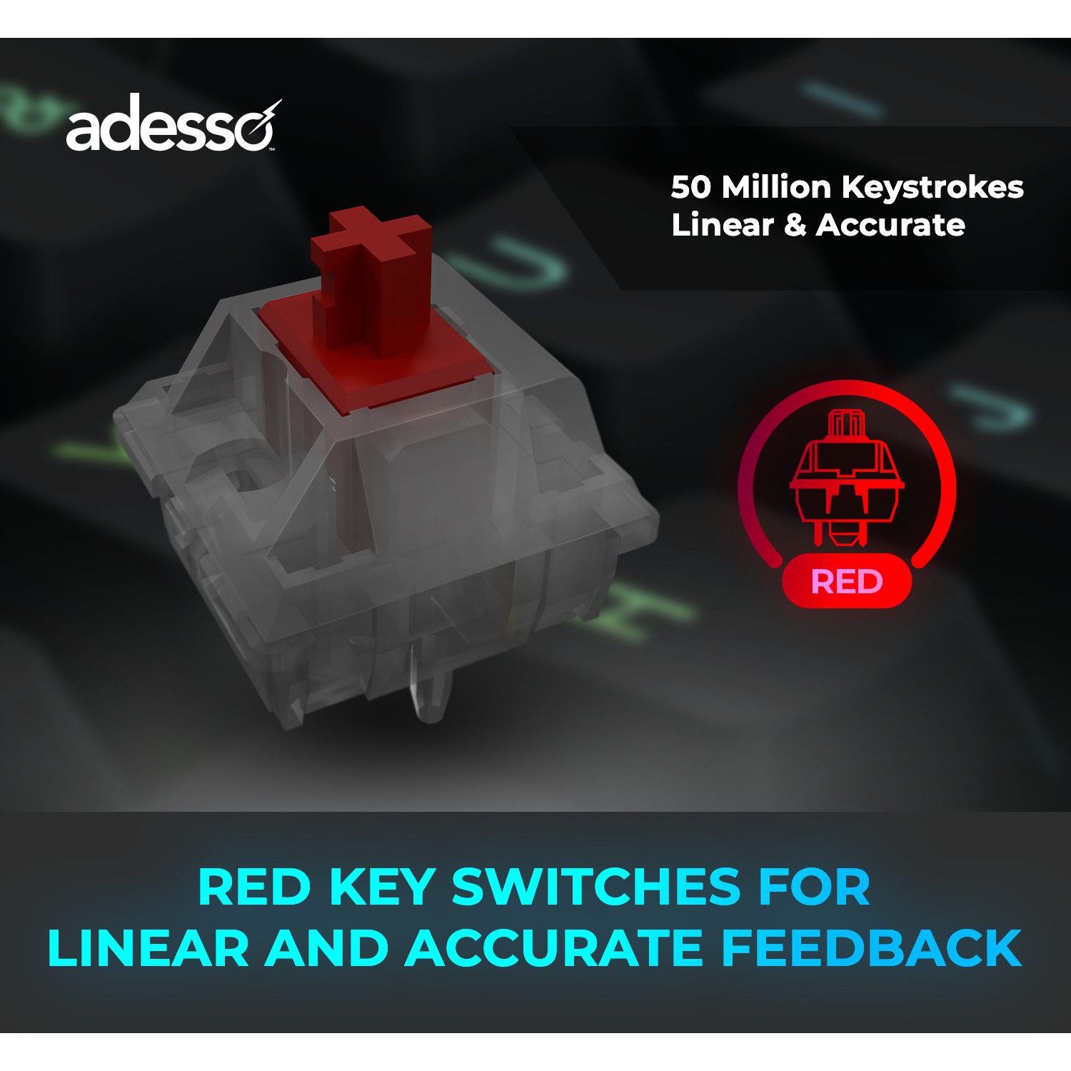 Adesso EasyTouch 1000 RGB Mechanical Keyboard – Wireless/Wired/Bluetooth, QMK/VIA, Hot-Swap Red Switches, USB-C, 84-Key