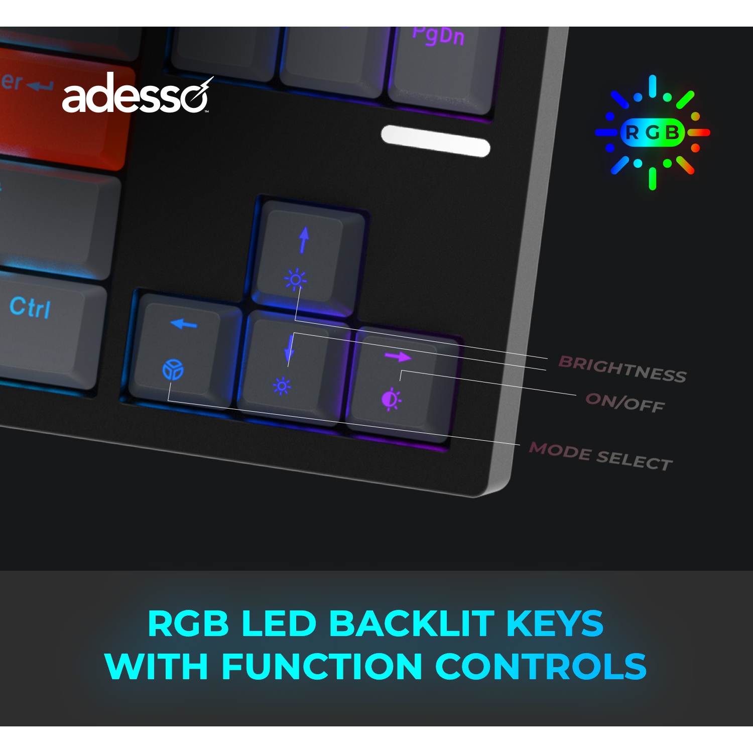 Adesso EasyTouch 1100 Mechanical Keyboard – RGB, Wired/Wireless/Bluetooth, 88-Key, Hot-Swappable, QMK/VIA, Copilot Key