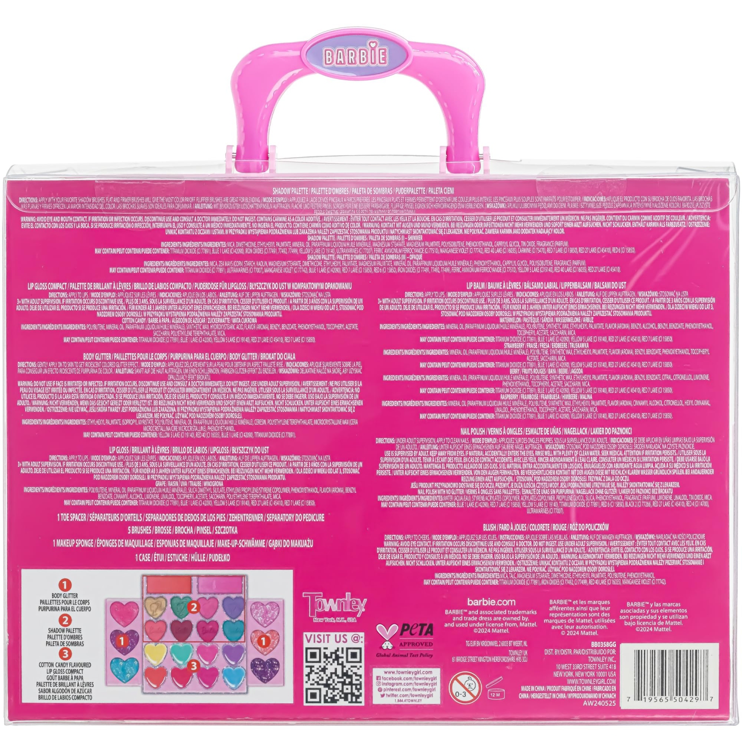 Barbie Van Makeup Kit for Girls, Real Washable Toy Makeup Set, Barbie Gift, Play Makeup and Pretend Play Toys Ages 6 7 8