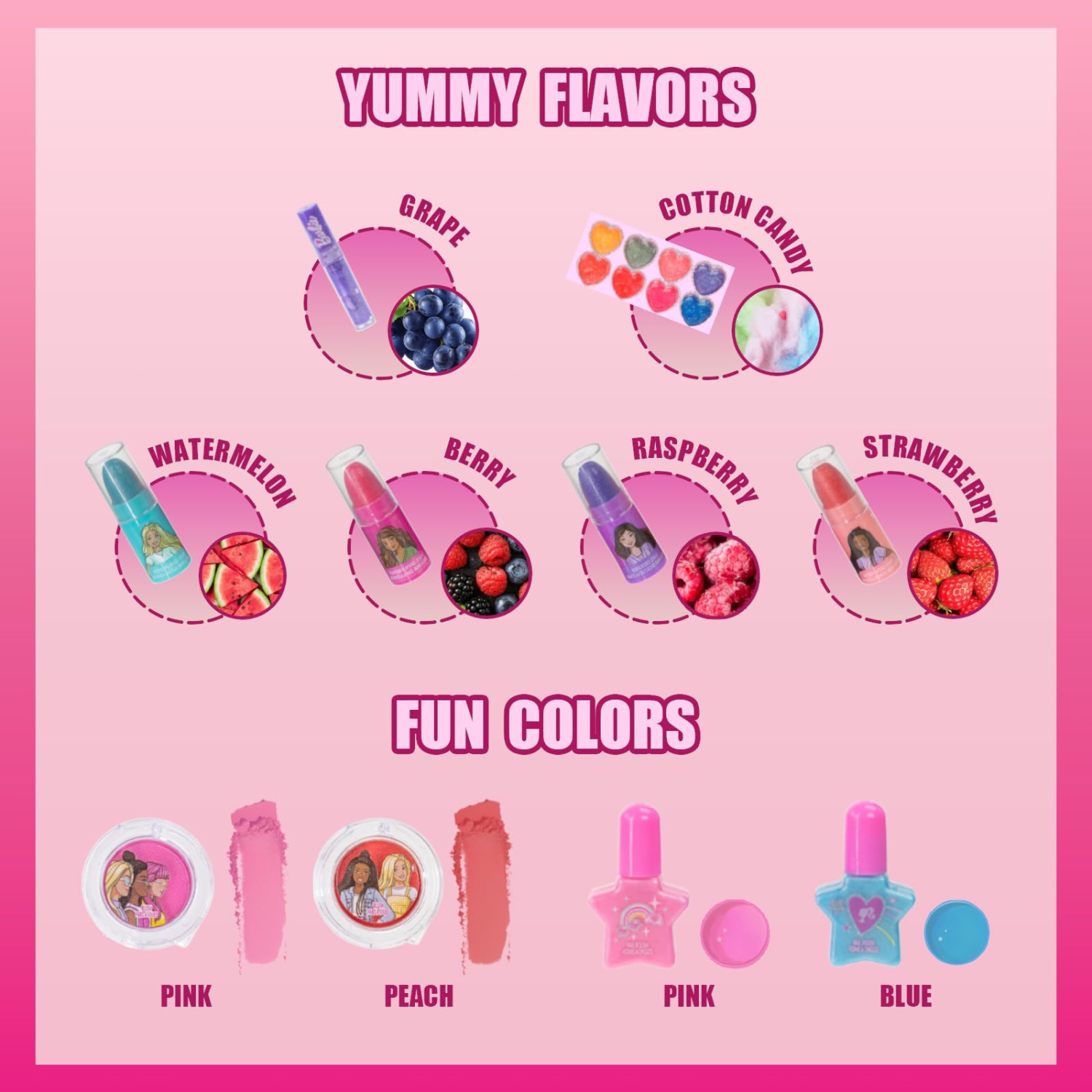 Barbie Van Makeup Kit for Girls, Real Washable Toy Makeup Set, Barbie Gift, Play Makeup and Pretend Play Toys Ages 6 7 8