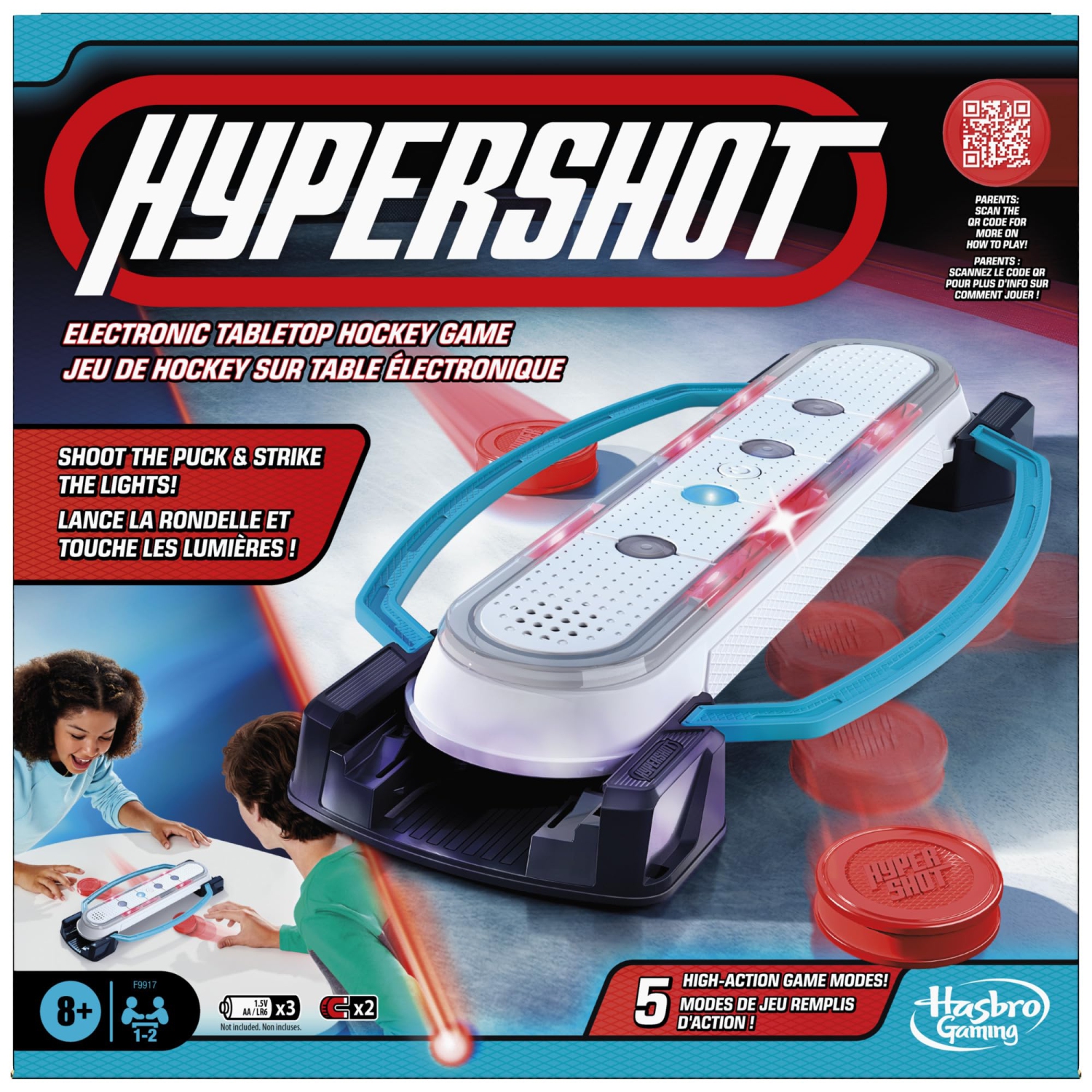 Hypershot Electronic Tabletop Hockey Game | 5 Games in 1 | Music, Lights, and Sounds | Ages 8 and Up | for 1 to 2 Player
