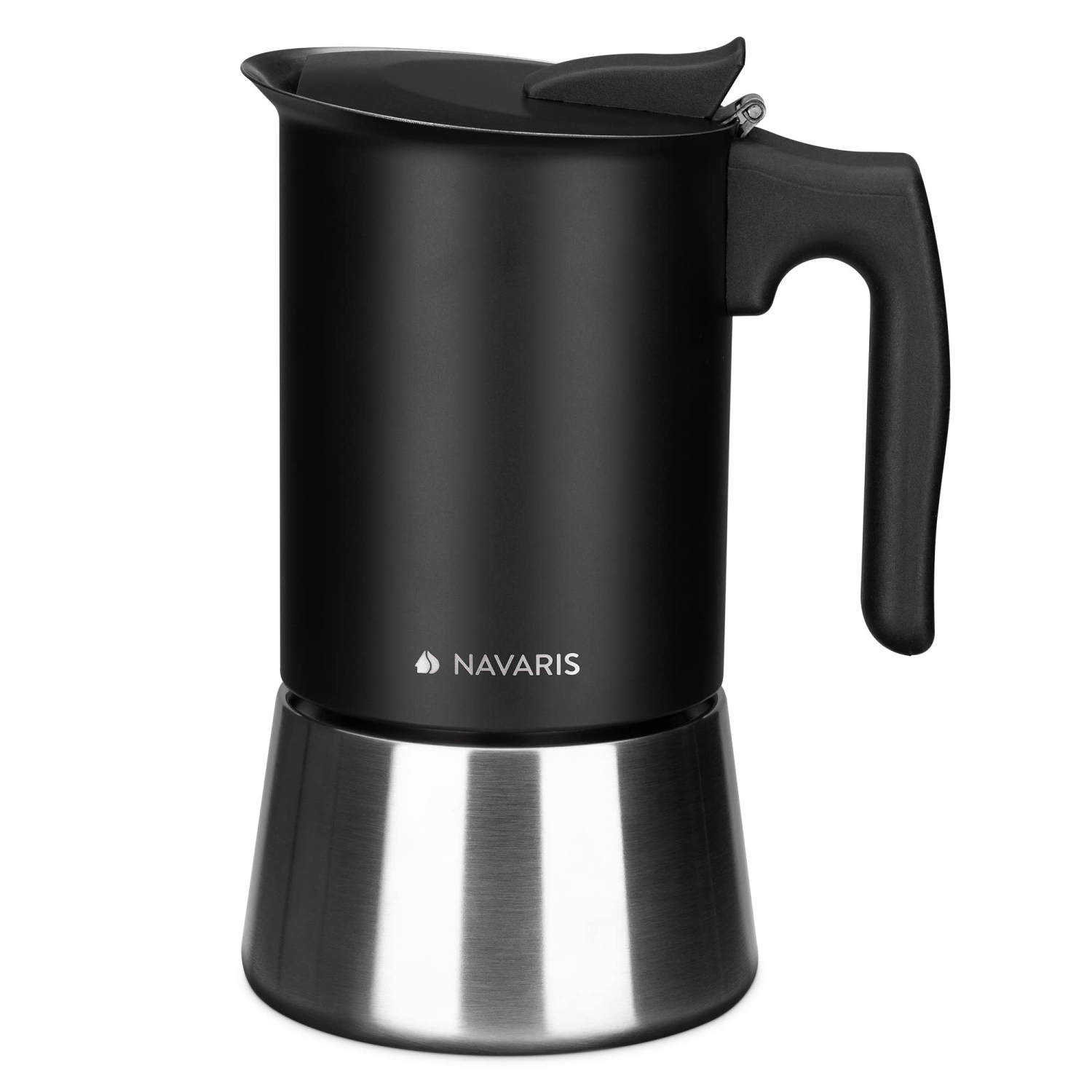 Marmite Moka de Navaris - Machine à espresso percolateur pour cuisinière électrique à induction - Inox