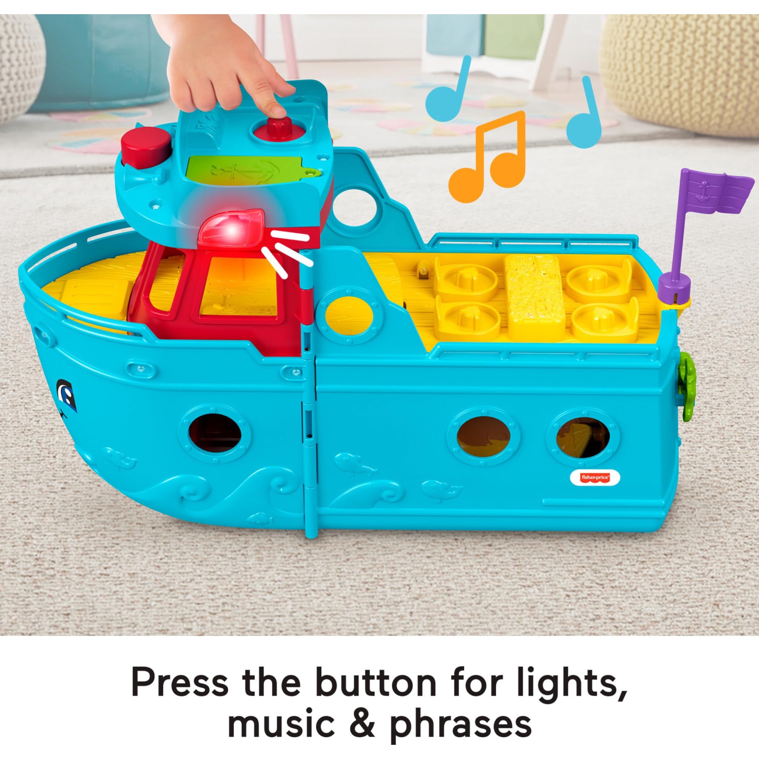 Fisher-Price Little People Toddler Toy Travel Together Friend Ship Musical Playset with 2 Figures for Pretend Play Kids