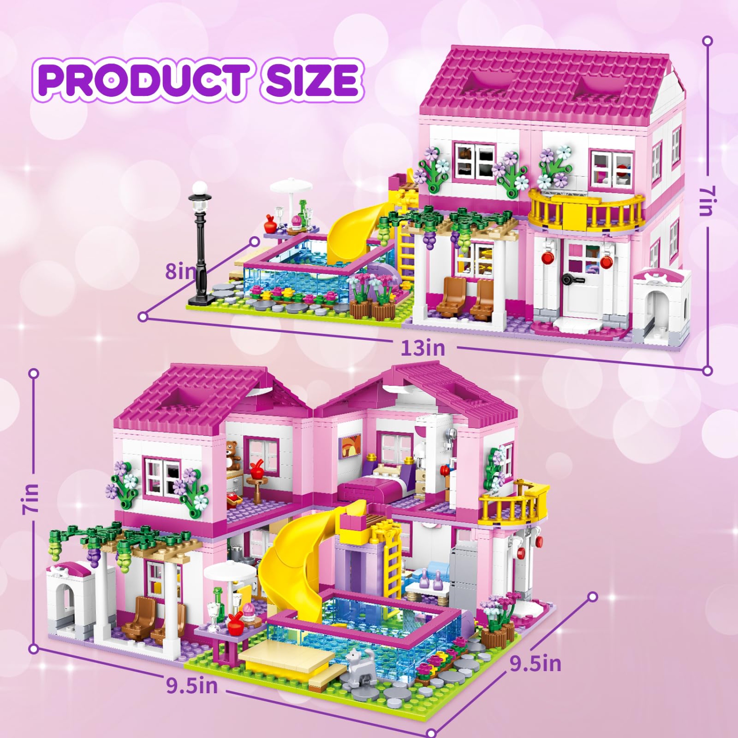 Ensemble de construction Pink Girls Summer Villa Friends Compatible avec le jouet éducatif de construction LEGO Friends pour enfants de 8-12 ans