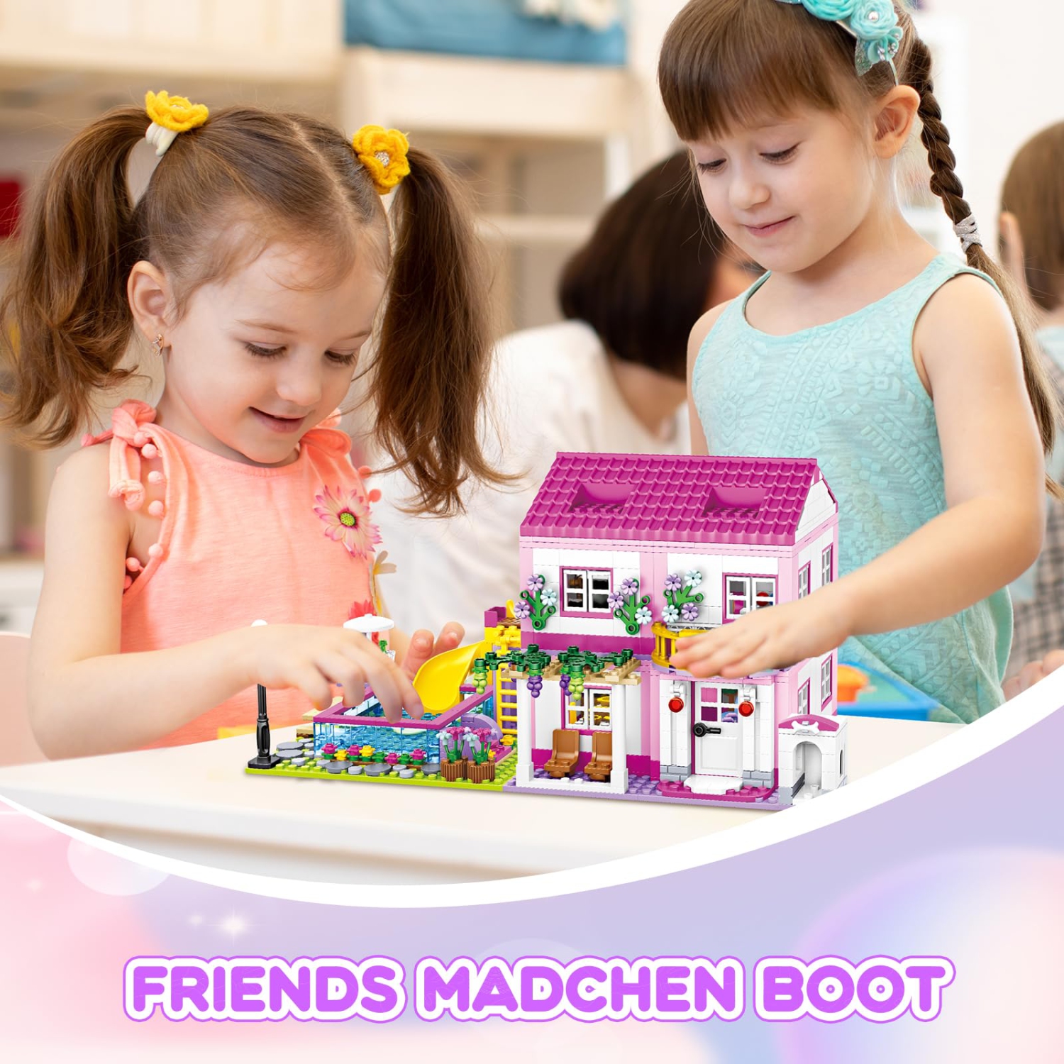 Ensemble de construction Pink Girls Summer Villa Friends Compatible avec le jouet éducatif de construction LEGO Friends pour enfants de 8-12 ans