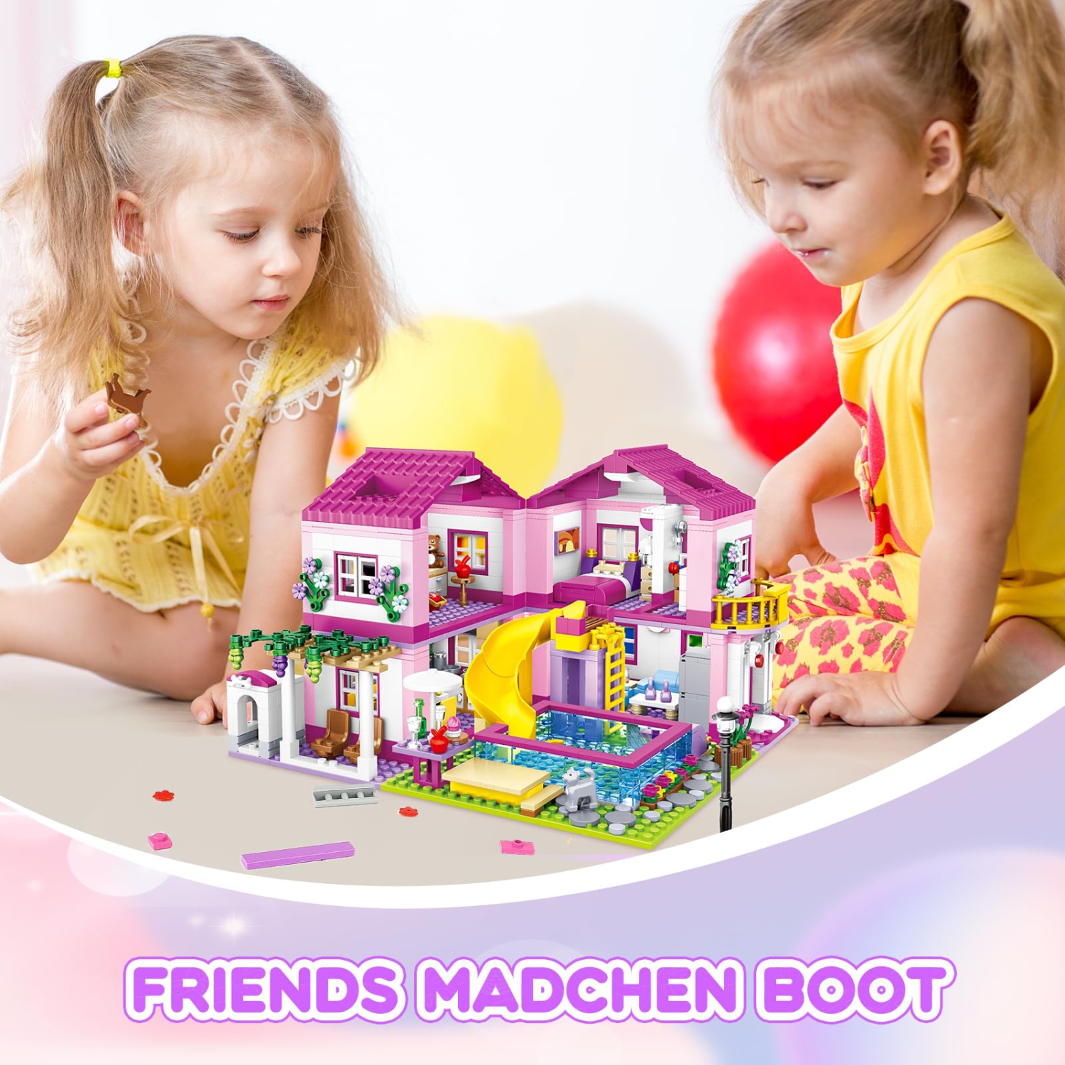Ensemble de construction Pink Girls Summer Villa Friends Compatible avec le jouet éducatif de construction LEGO Friends pour enfants de 8-12 ans