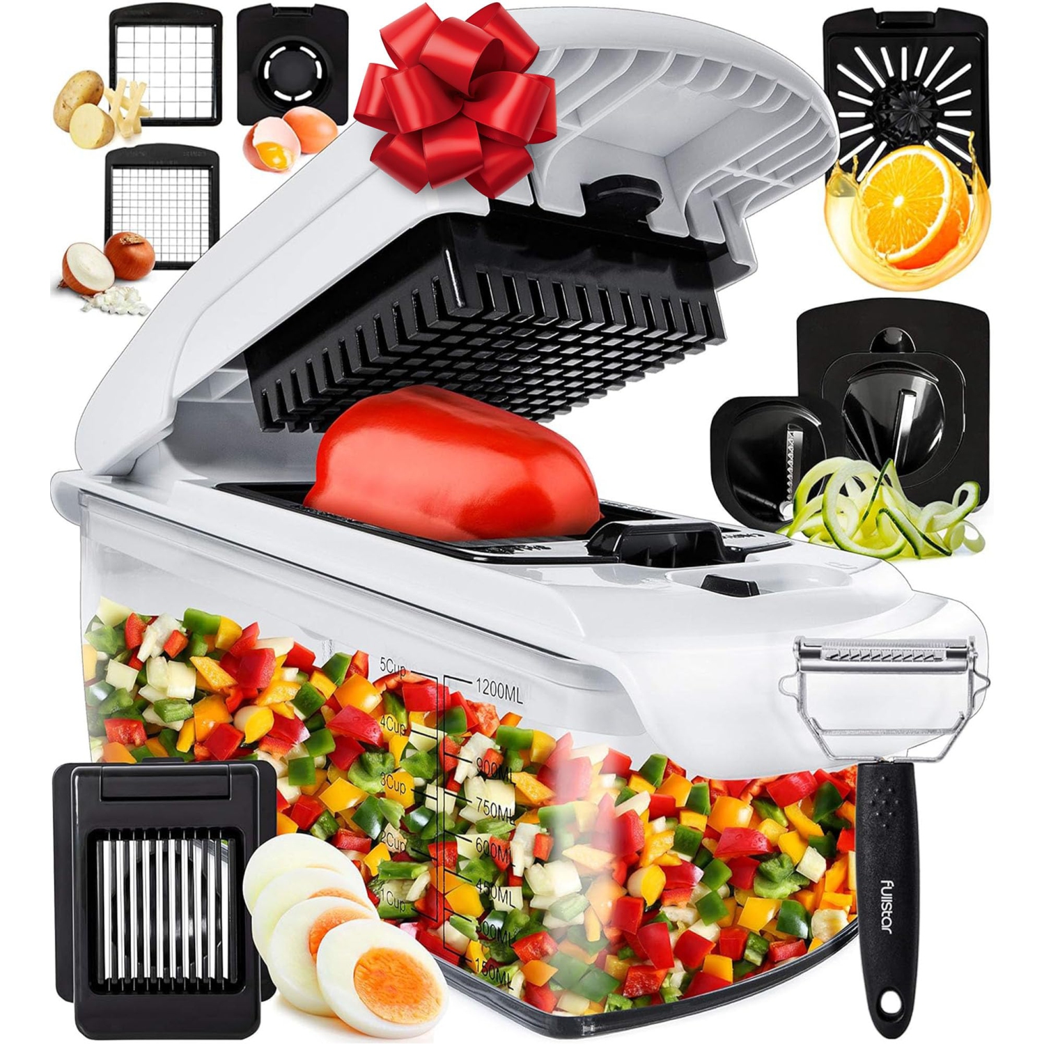 Vegetable Chopper Vegetable Cutter - Food Onion Salad Veggie Chopper with Container - French Fry Potato Dicer Slicer Cut