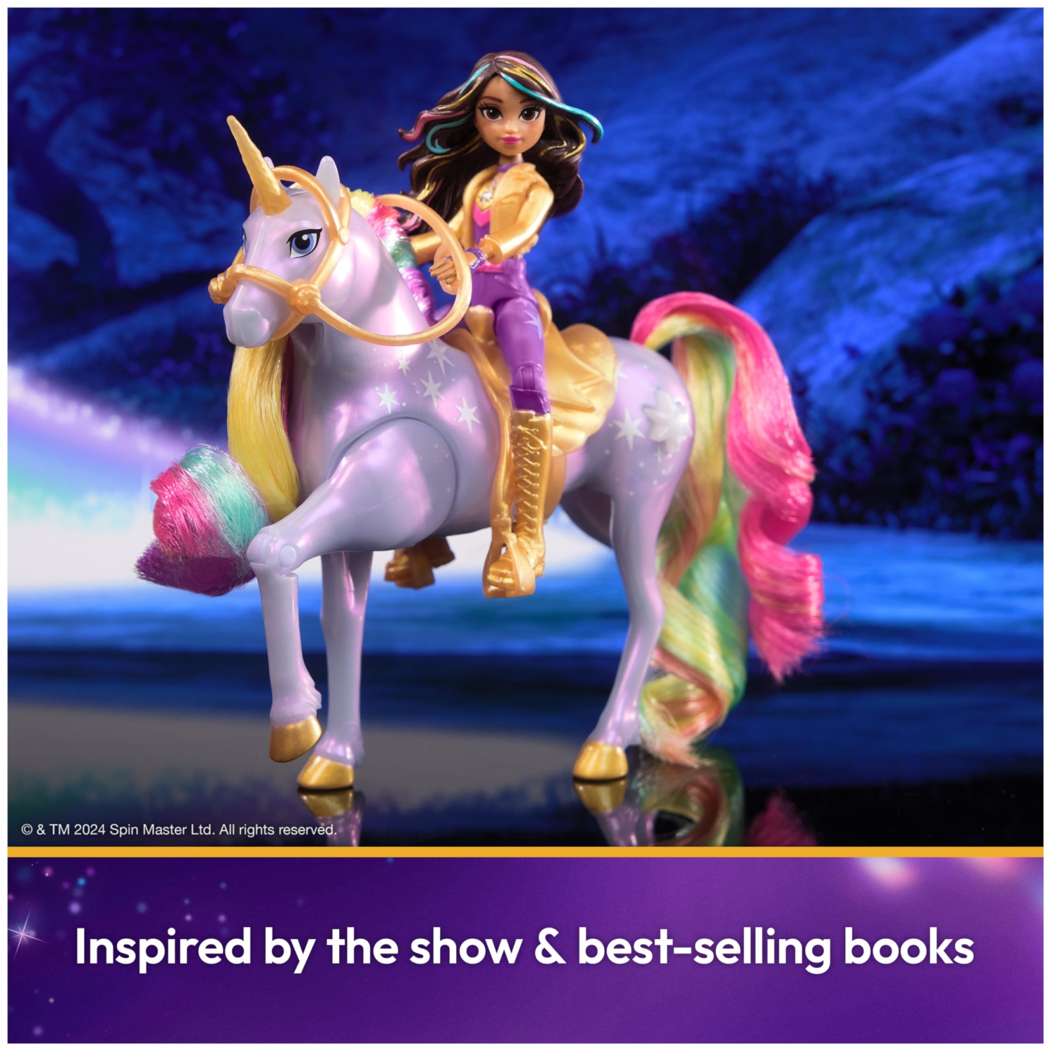 Unicorn Academy, Sophia & Light Magic Wildstar with Rainbow Light-up Effects, 2 Riding Accessories, Dolls & Unicorn Toys