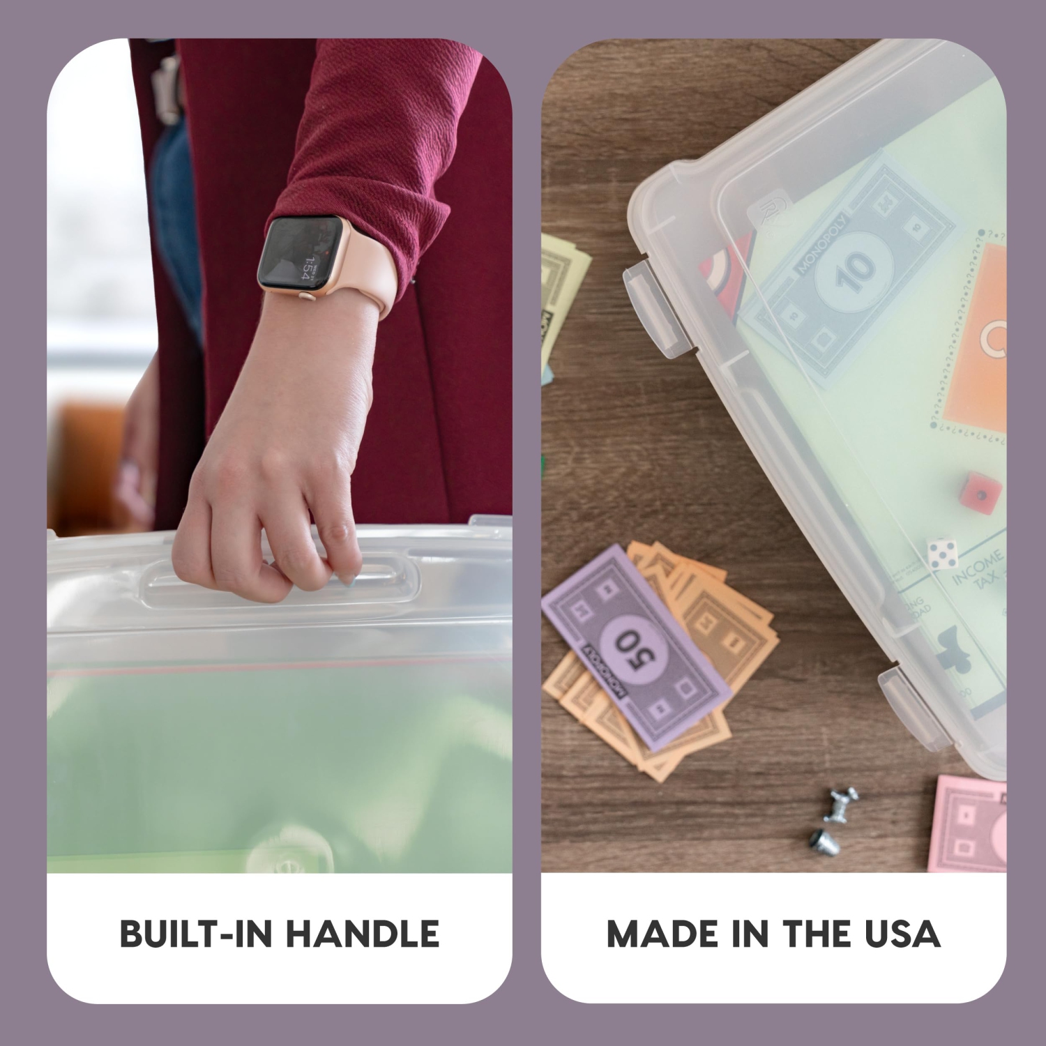 IRIS USA 8.5" x 11" Thick Plastic Portable Project Storage Case with Snap-Tight Closure Latch, 6-Pack, Caddy Container B