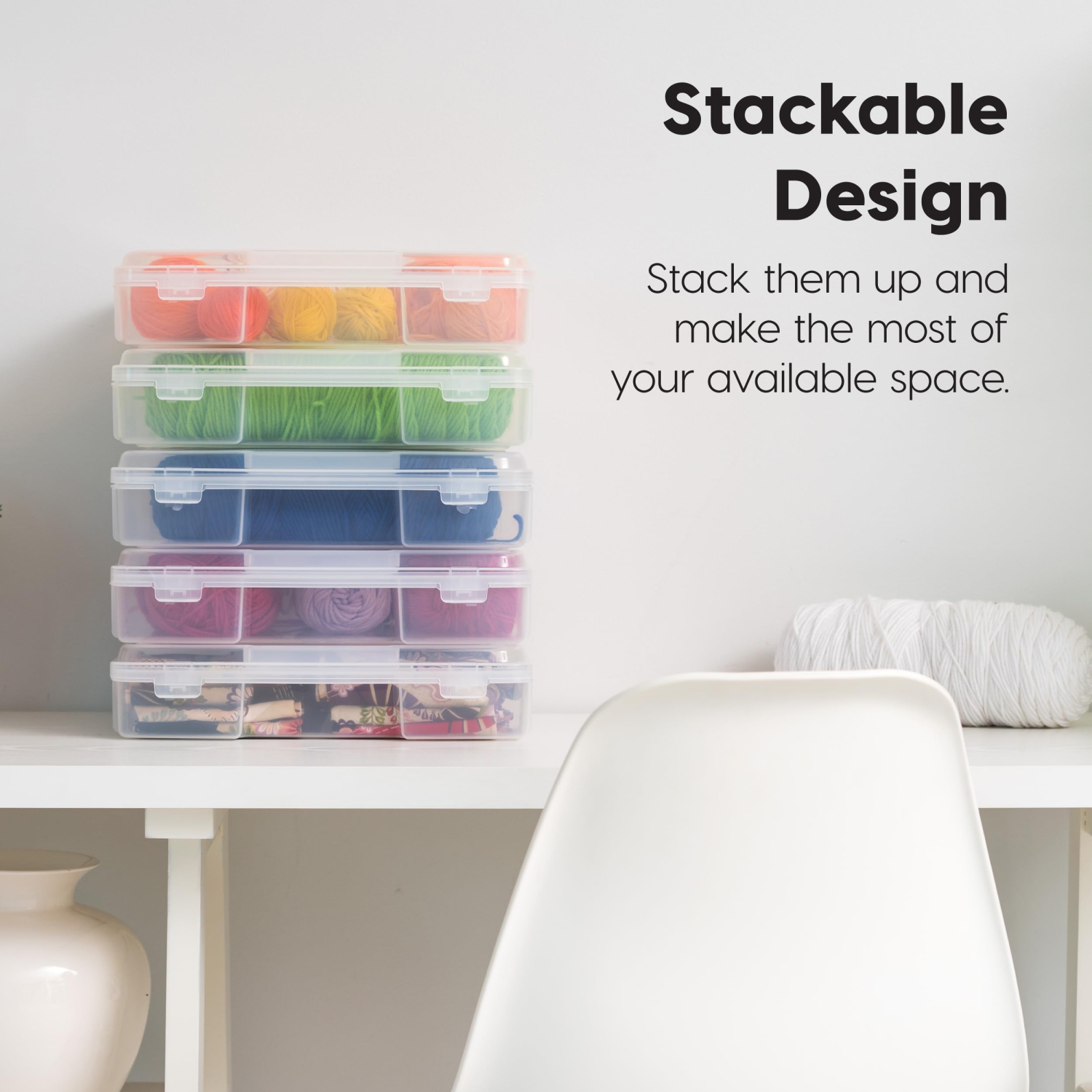 IRIS USA 8.5" x 11" Thick Plastic Portable Project Storage Case with Snap-Tight Closure Latch, 6-Pack, Caddy Container B