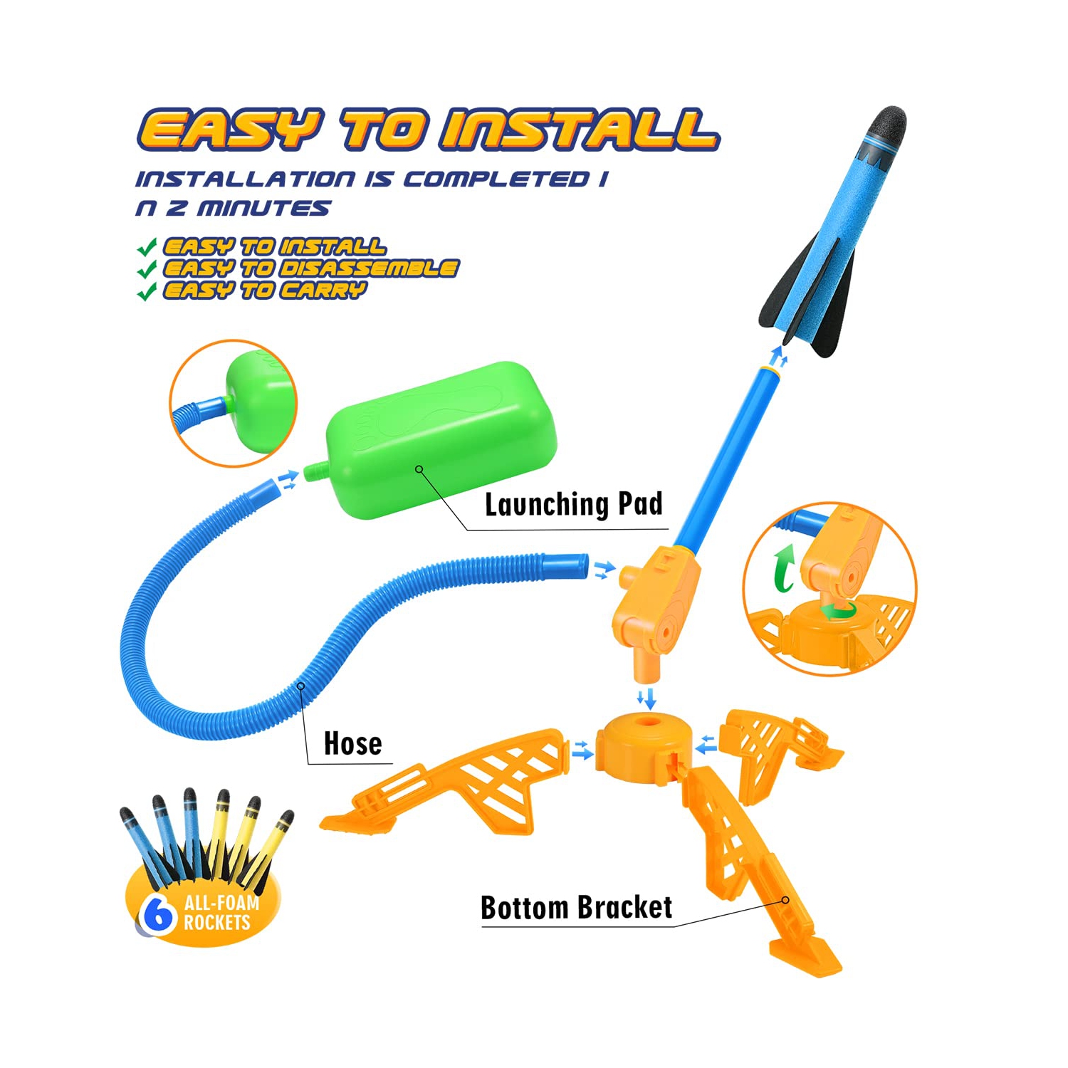 Toys for 3-12 Year Old Boys, CHIMMY Rocket Kit Outdoor Toys for Kids 3-12 Rocket Set Birthday Gifts for Girls Age 3-12 O