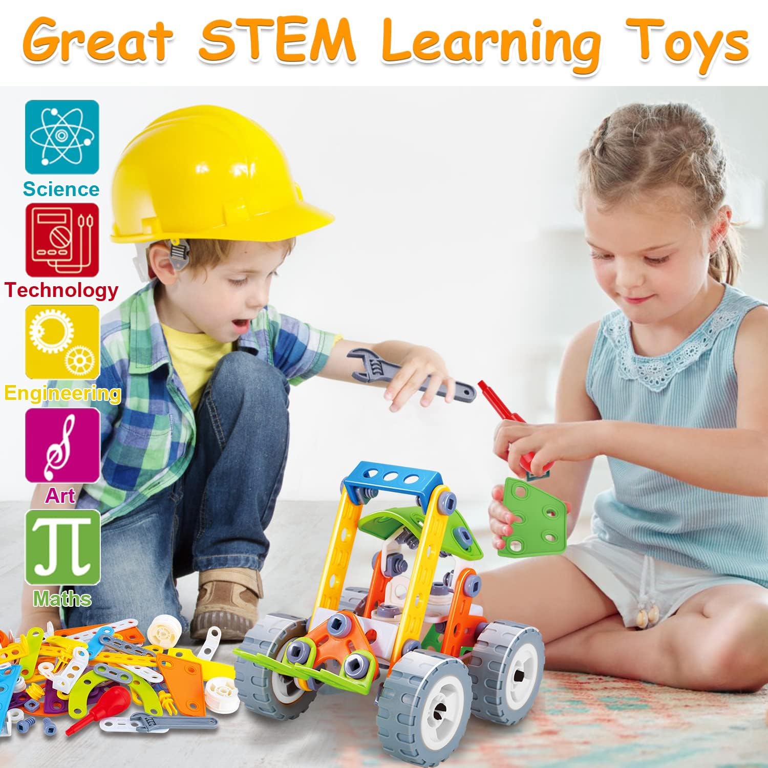 10 in 1 STEM Toys for 4 5 6 7 8 Year Old Boy, Building Toys for Kids Ages 4-5-6-7-8, Educational Stem Construction Toys