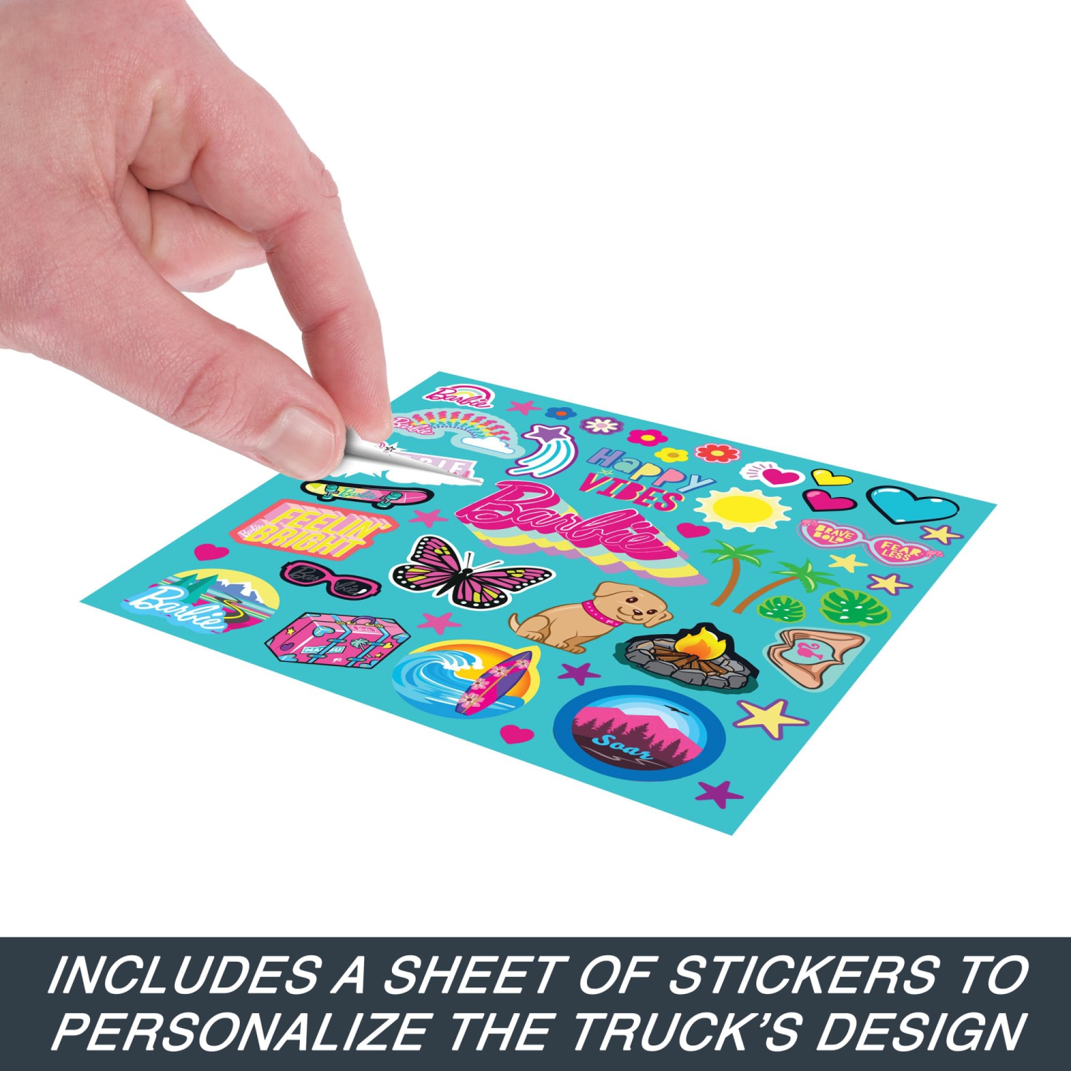 VUS téléguidé Barbie Hot Wheels, véhicule rose télécommandé pouvant contenir 2 poupées et accessoires mode, comprend Stic appliqué par les enfants