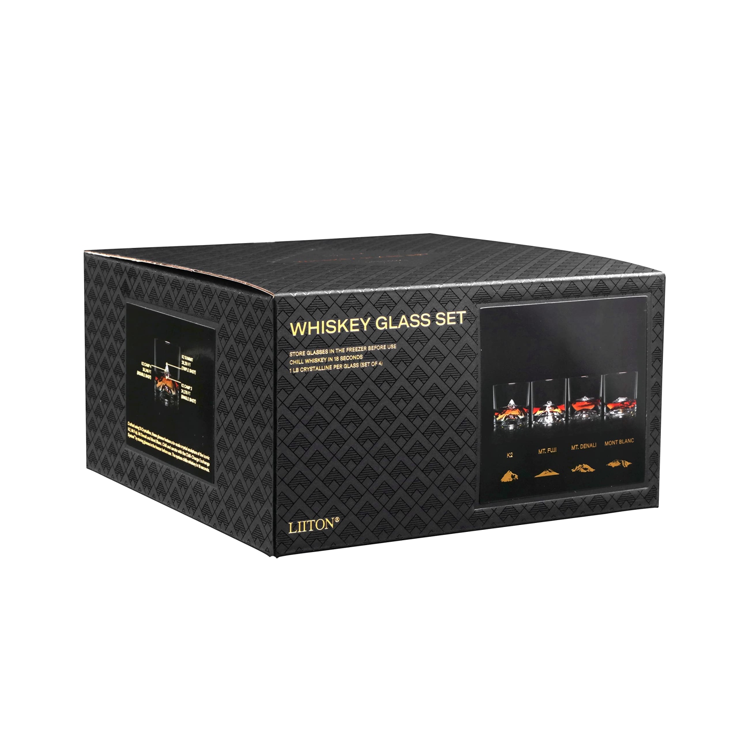 LiitON – Ensemble-cadeau de verres à whisky Heavy Crystal, 1 lb en verre bourbon congelable épais, cadeaux de whisky haut de gamme pour hommes,