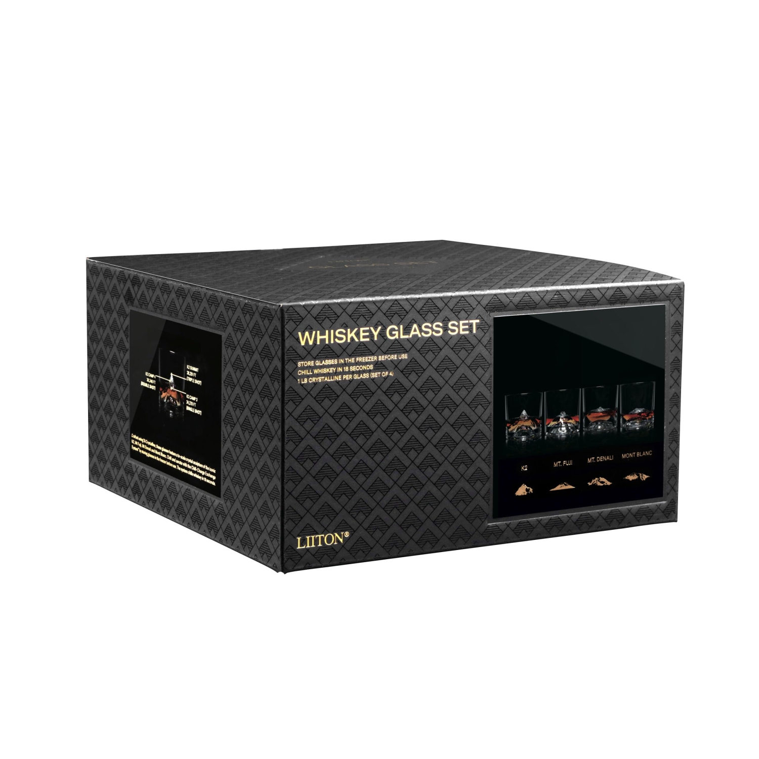 LiitON – Ensemble-cadeau de verres à whisky Heavy Crystal, 1 lb en verre bourbon congelable épais, cadeaux de whisky haut de gamme pour hommes,