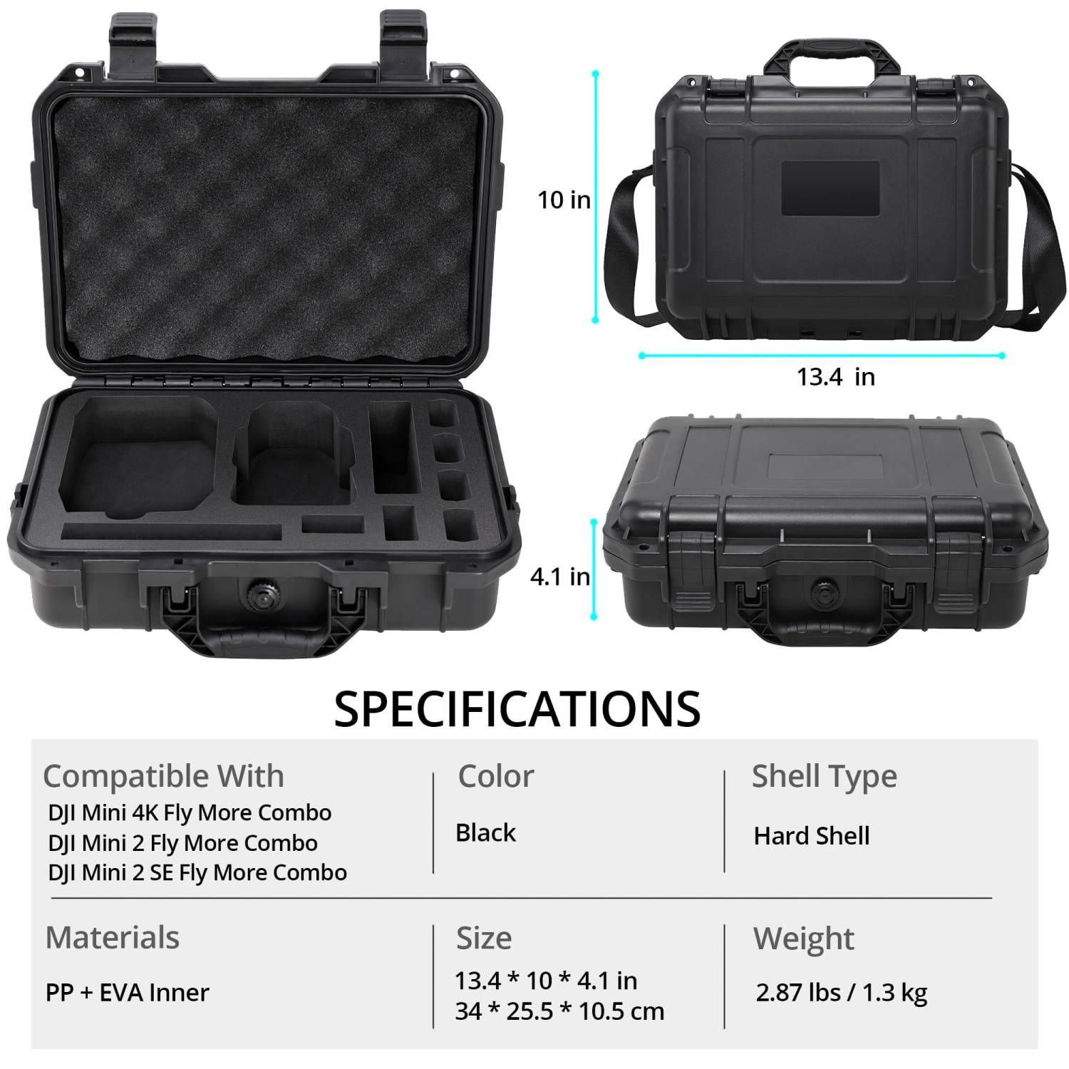 Étui rigide Professional Mini 4K, étui de transport étanche IP67 Sac de voyage compatible avec DJI Mini 4K/Mini 2/M