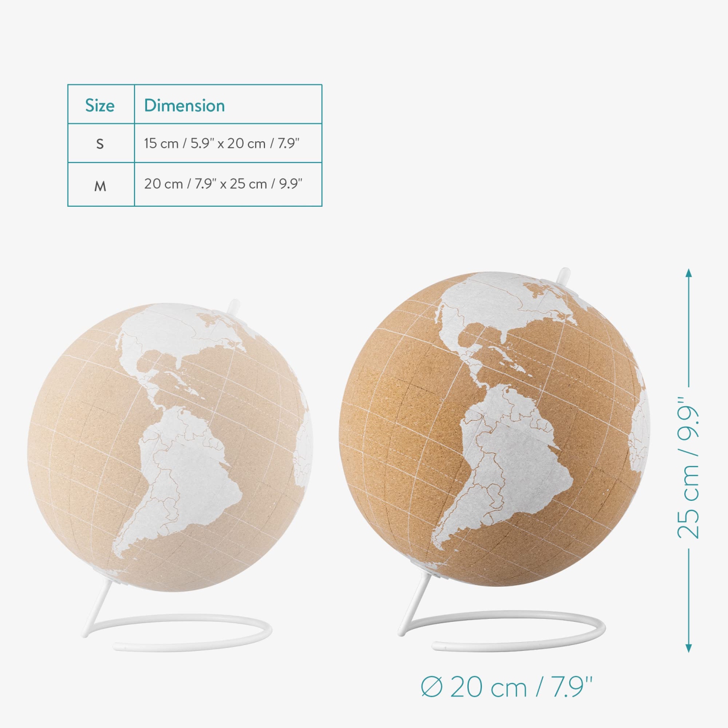 Navaris Cork Globe with Pins - 8" Globe Travel Decor World Map with Push Pin Markers - Includes 10 Wood Location Marker