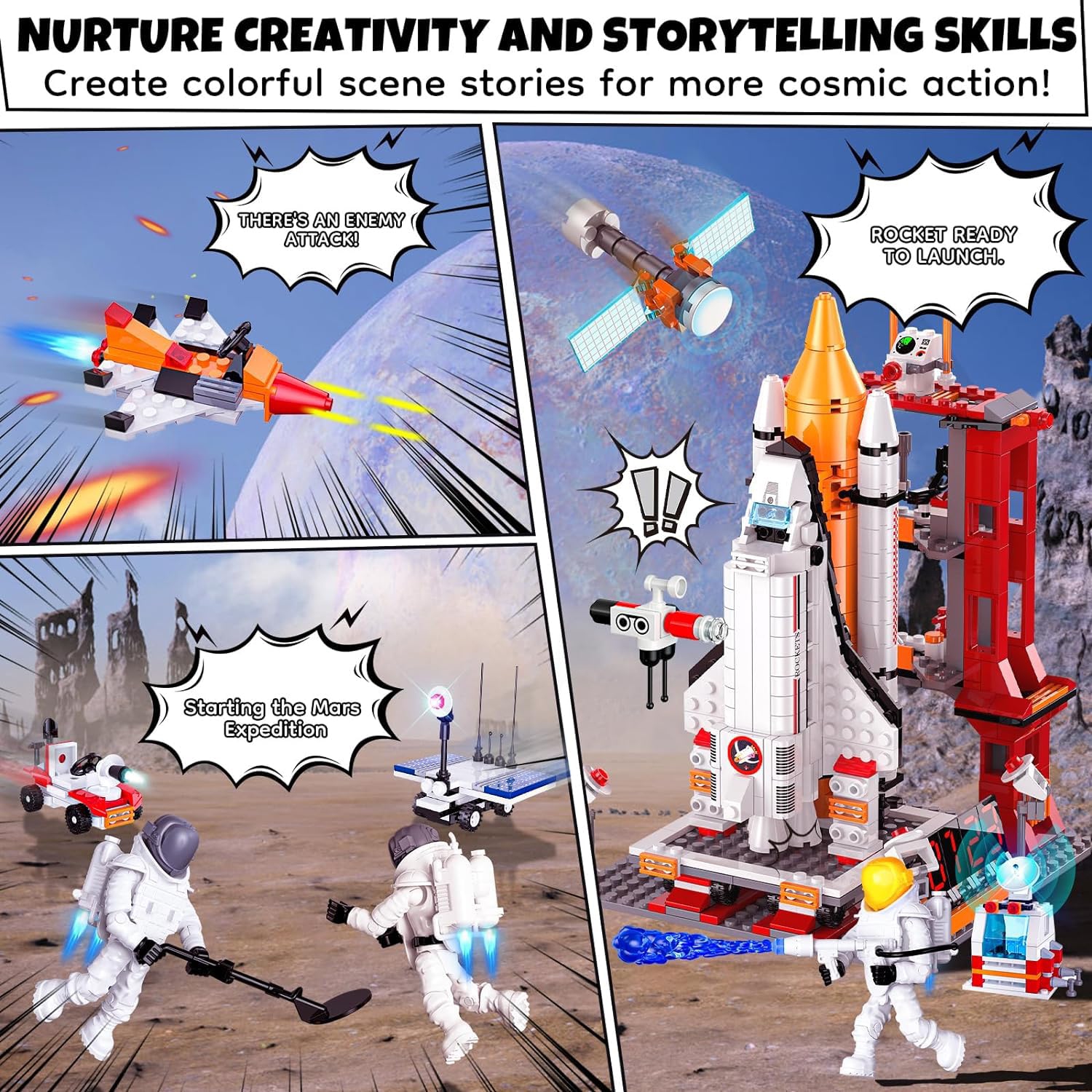 Space Exploration Shuttle Toys, Easter Gifts for Kids for 6, 8, 10, 12 Year Old Kids, Girls, Boys, 12-in-1 STEM Rocket B