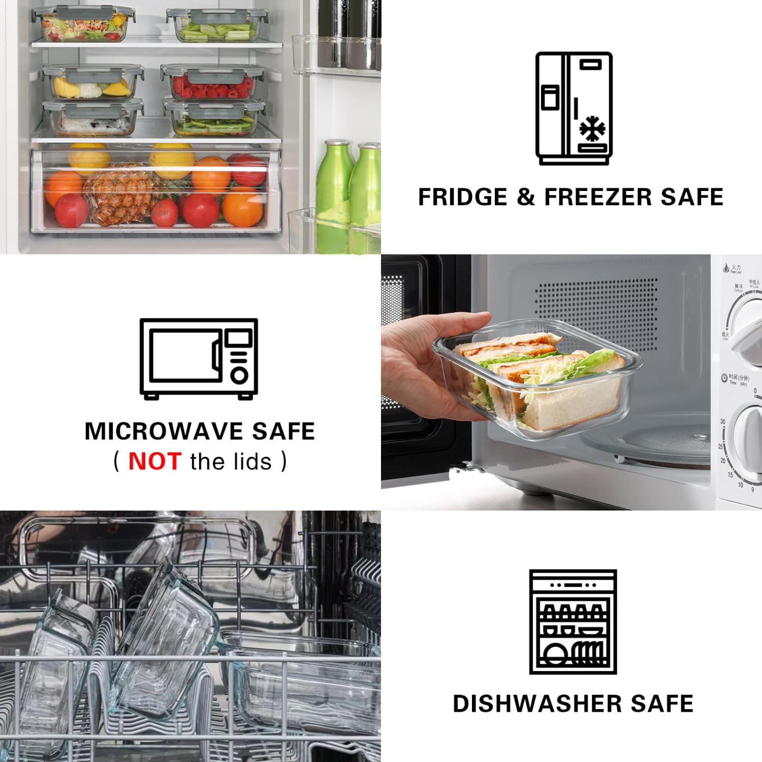 Cuiselect 10 Pack 22 Oz Glass Meal Prep Containers with Lids, Reusable Glass Food Storage Containers with Lids, Leak Pro