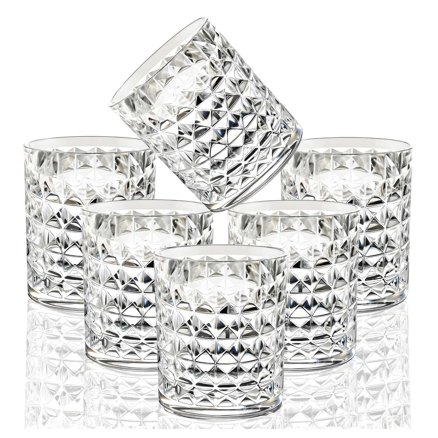 [Look Like Glass] 8 Oz Set of 6 Tritan Plastic Glasses Unbreakable Drinking Cups Dishwasher Safe BPA Free Shatterproof D