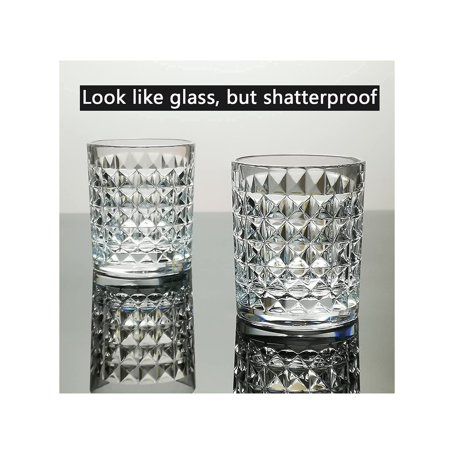 [Look Like Glass] 8 Oz Set of 6 Tritan Plastic Glasses Unbreakable Drinking Cups Dishwasher Safe BPA Free Shatterproof D
