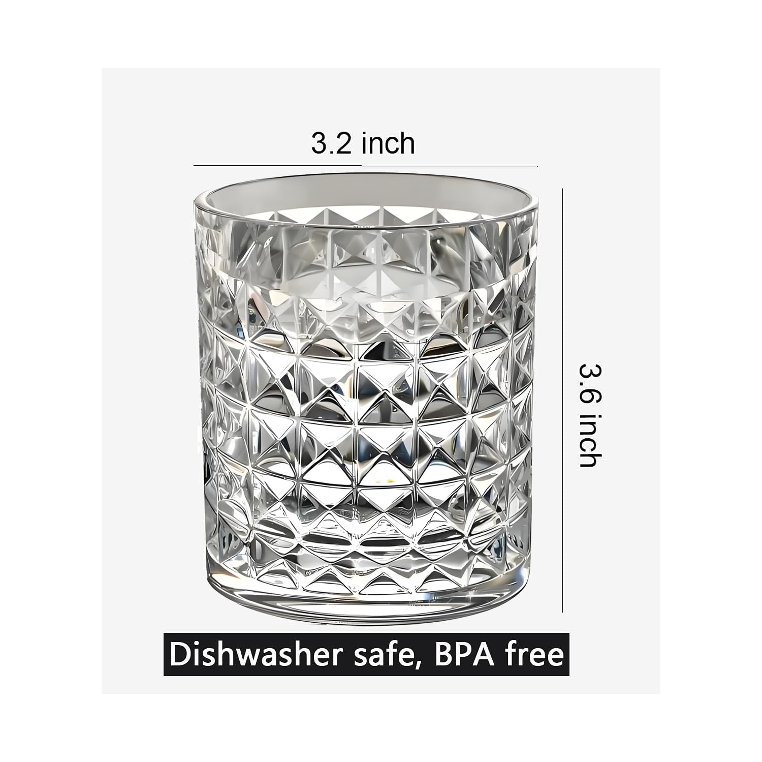 [Look Like Glass] 8 Oz Set of 6 Tritan Plastic Glasses Unbreakable Drinking Cups Dishwasher Safe BPA Free Shatterproof D