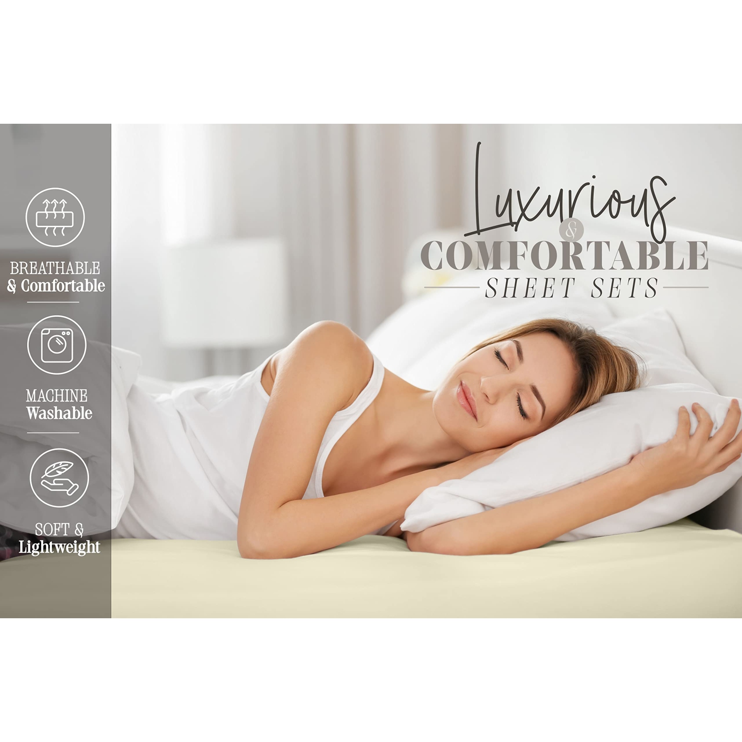 Ensemble de draps 6 pièces Elegant Comfort le plus doux et le plus confortable - 1500 microfibre de qualité hôtel - Deep Pocket, Wrinkle Res