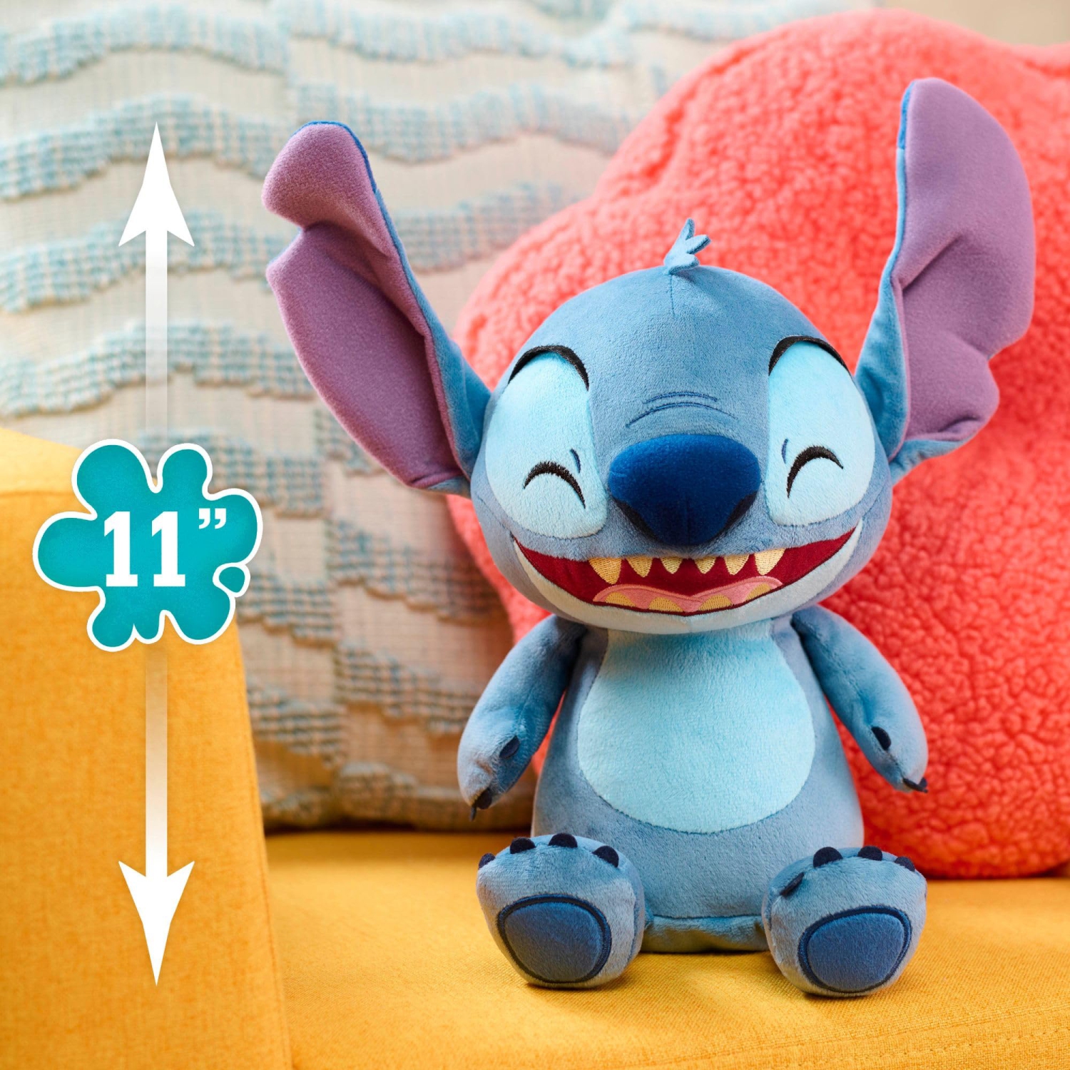 Jouet en peluche Stitch Crack Me Up Stitch de Disney, peluche de 11&nbsp;po, animal en peluche, extraterrestre, jouets pour enfants sous licence