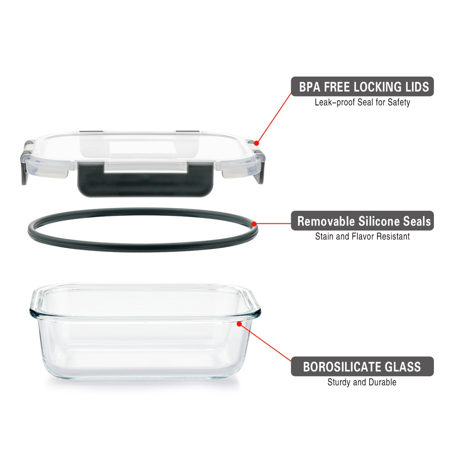 Cuiselect 10 Pack 22 Oz Glass Meal Prep Containers with Lids, Reusable Glass Food Storage Containers with Lids, Leak Pro