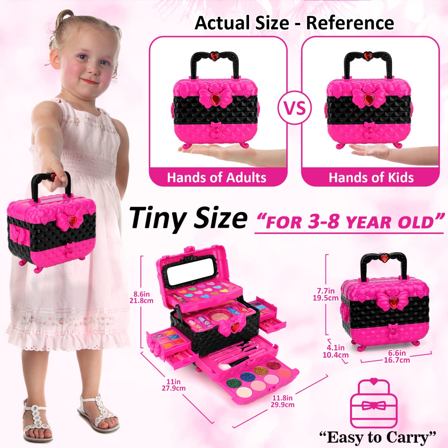 Kids Makeup Kit Girl Toys, 54PCS Teensymic Makeup Toys for Girls Washable Makeup Princess Make Up Girl Toys Age 4 5 6 7